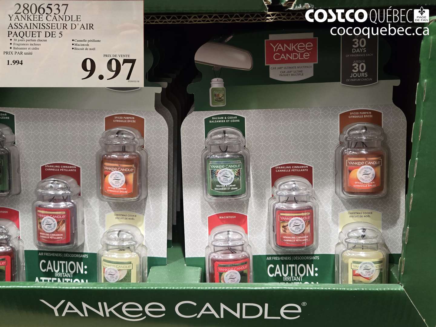 2806537 YANKEE CANDLE ASSAINISSEUR D'AIR PAQUET DE 5 $9.97