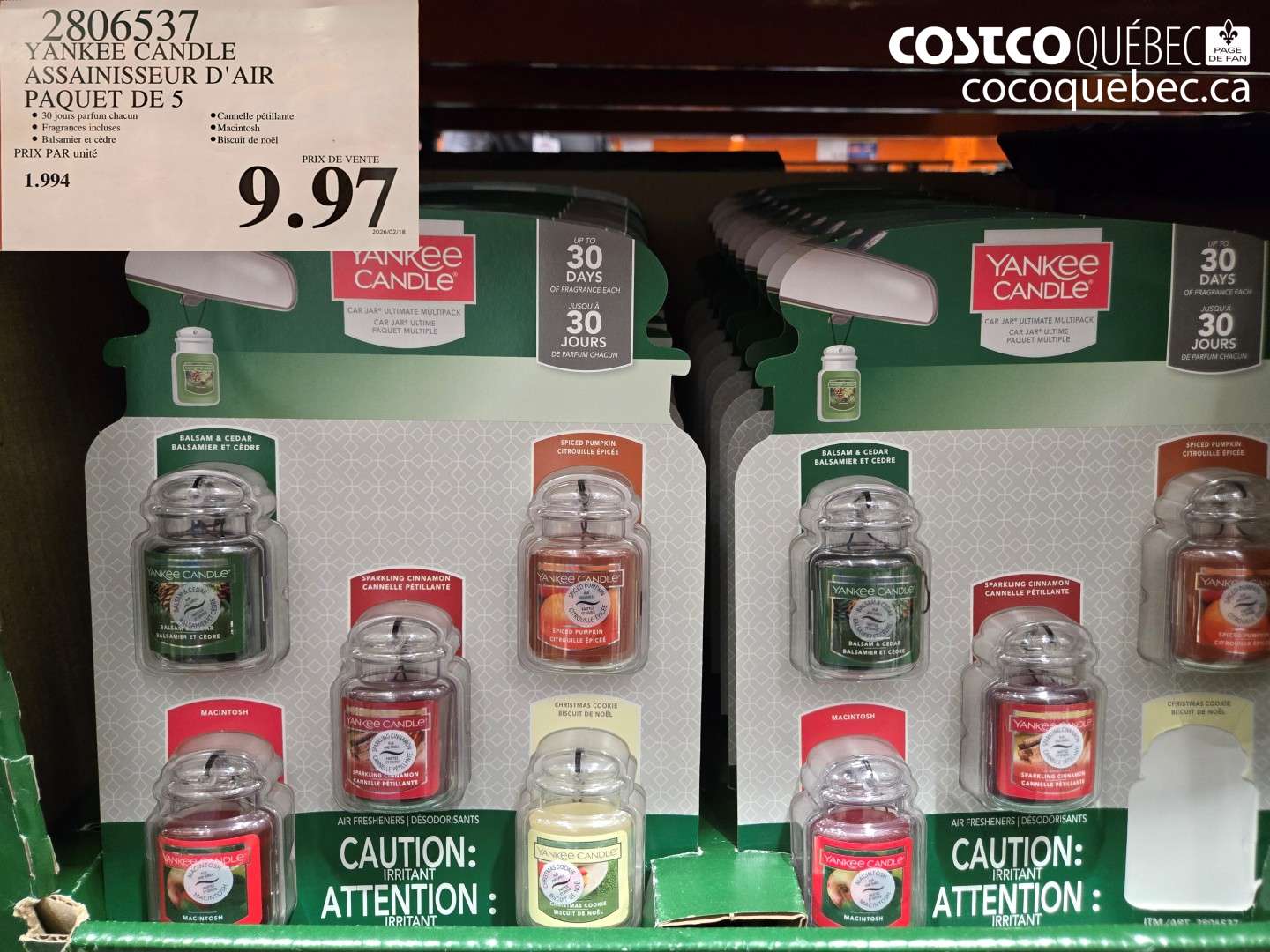 2806537 YANKEE CANDLE ASSAINISSEUR D'AIR PAQUET DE 5 $9.97