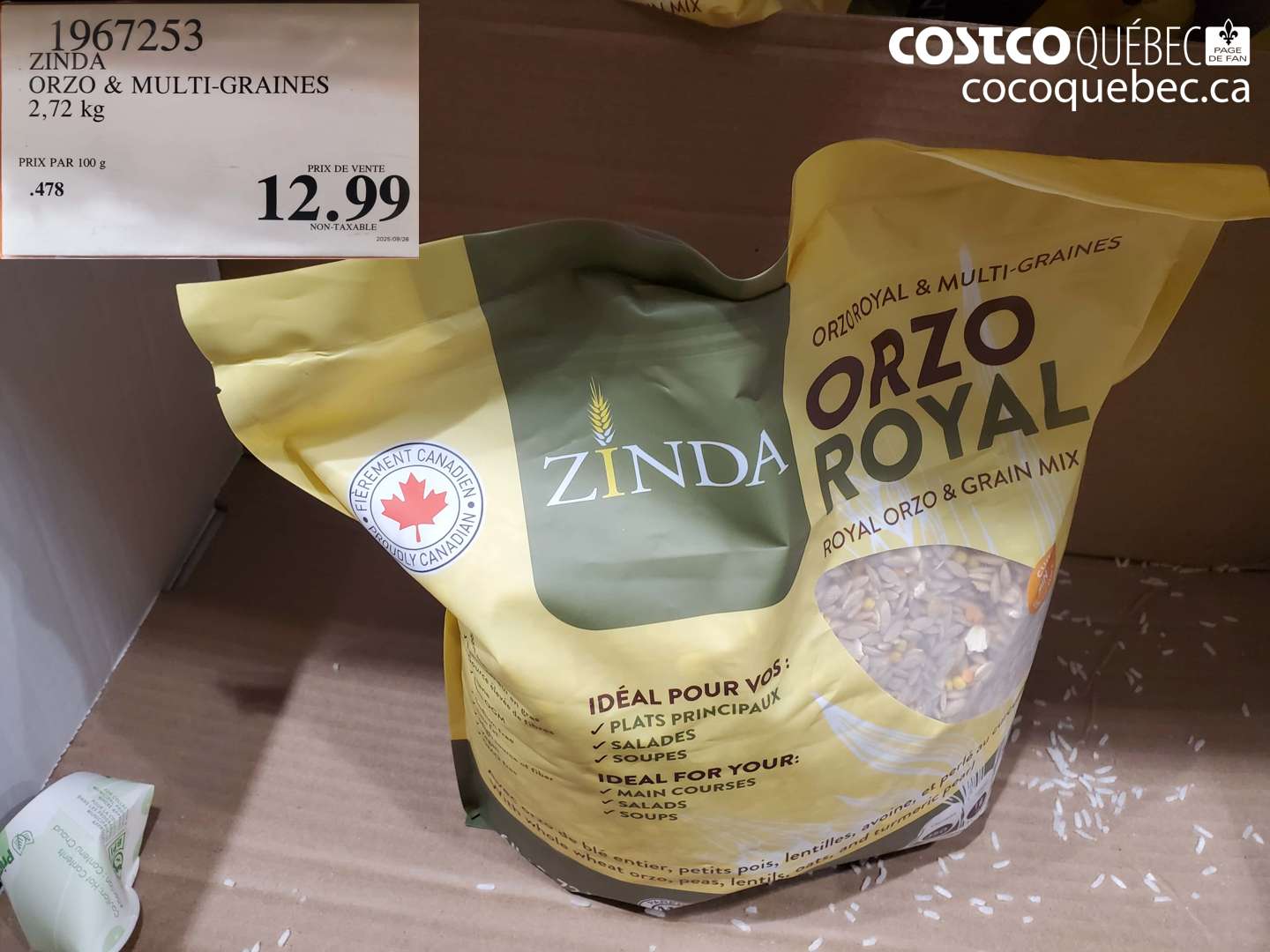 1967253 ZINDA ORZO & MULTI-GRAINES 2,72 kg $12.99