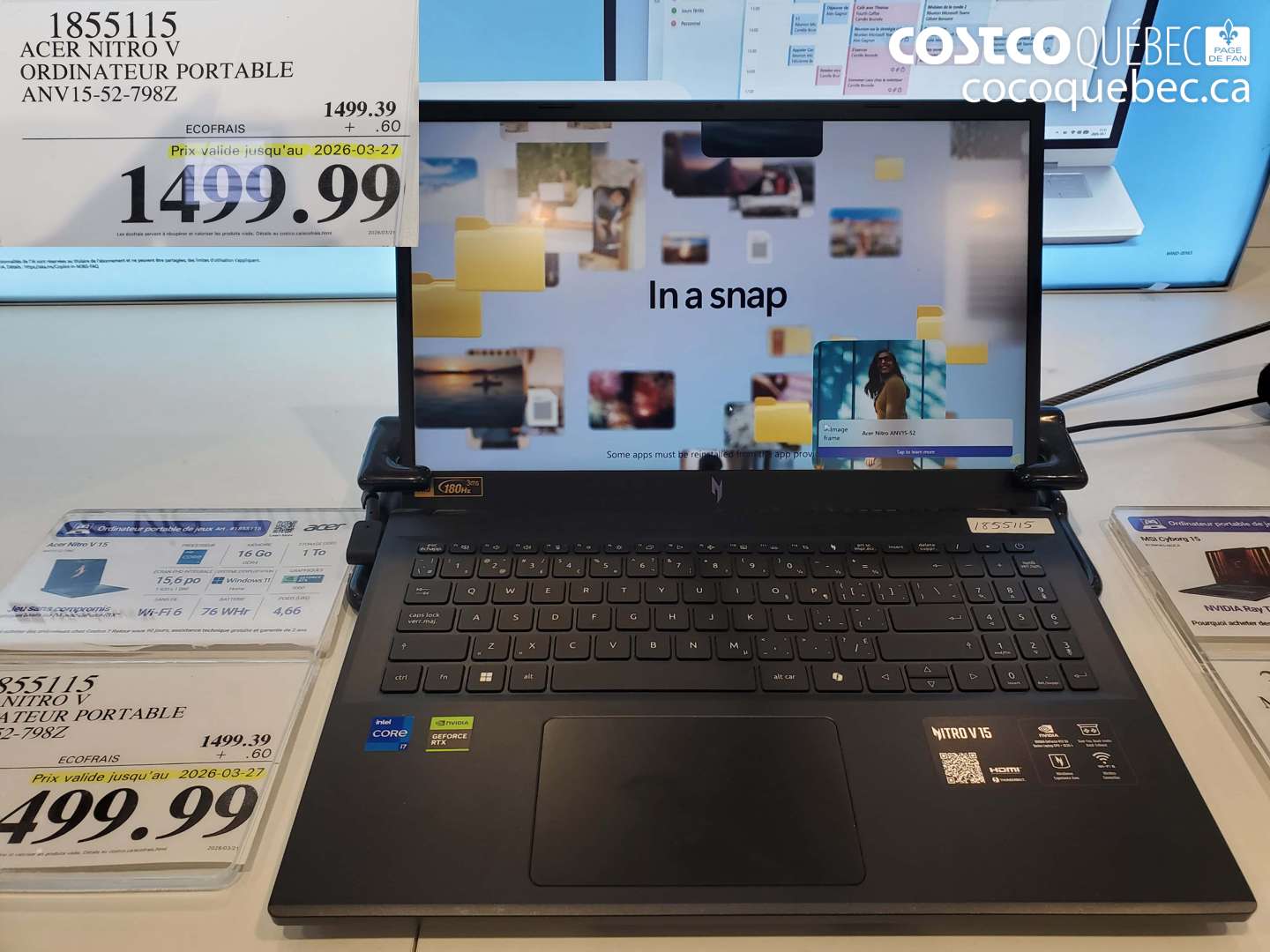 1855115 ACER NITRO V ORDINATEUR PORTABLE ANV15-52-798Z (EXPIRES ON 2026-03-27) $1499.99