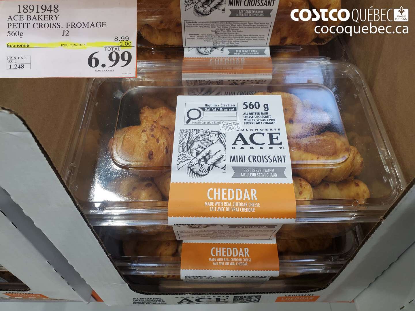 1891948 ACE BAKERY PETIT CROISS. FROMAGE 560G ($2.00 INSTANT SAVINGS EXPIRES ON 2026-03-15) $6.99