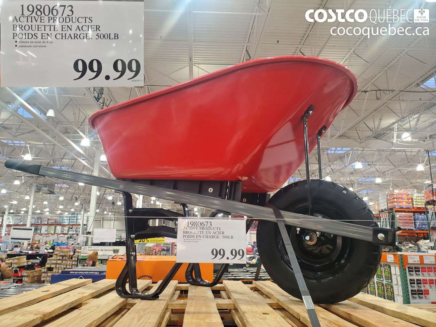 1980673 ACTIVE PRODUCTS BROUETTE EN ACIER POIDS EN CHARGE: 500LB $99.99