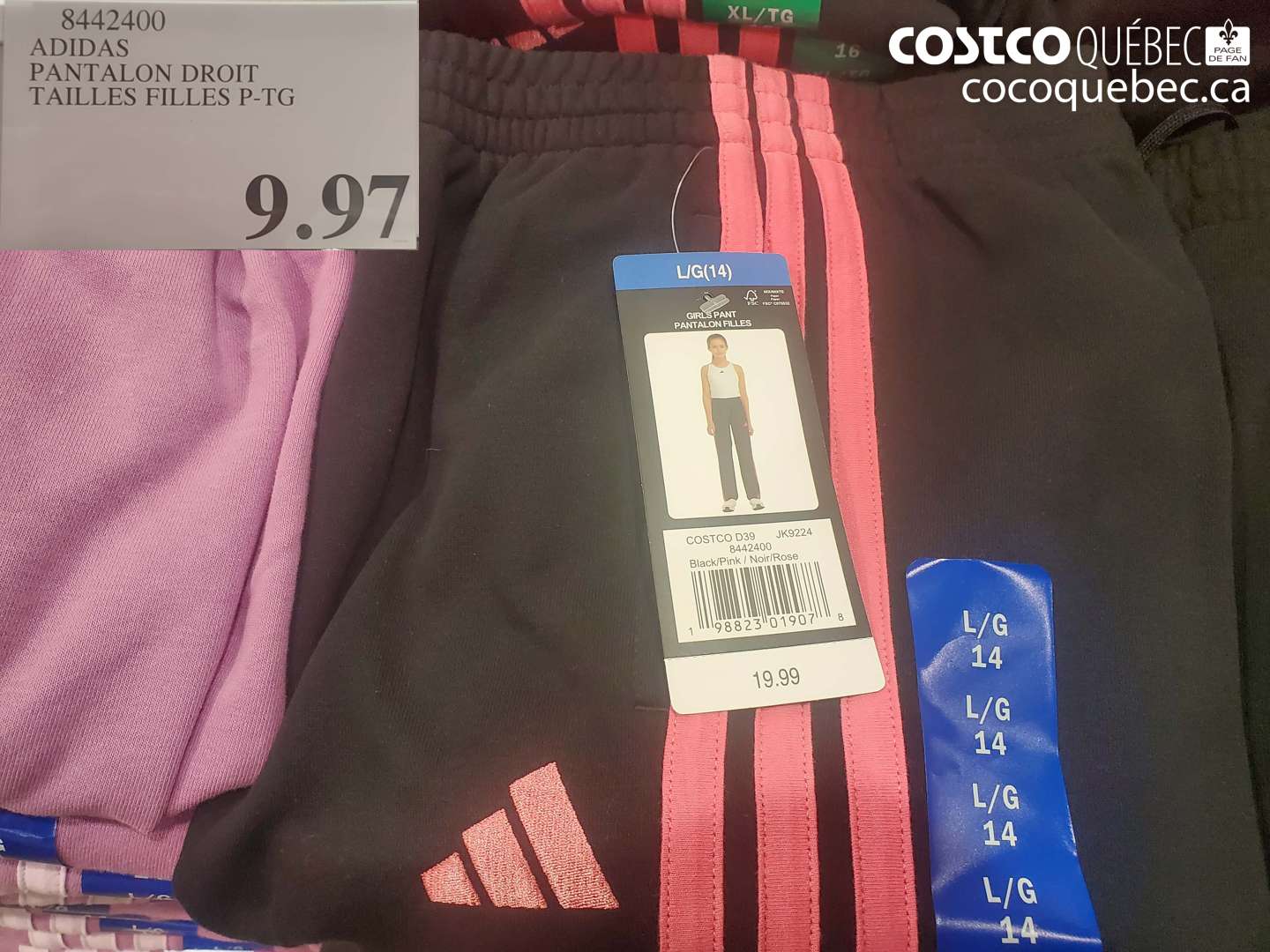 8442400 ADIDAS PANTALON DROIT TAILLES FILLES P-TG $9.97