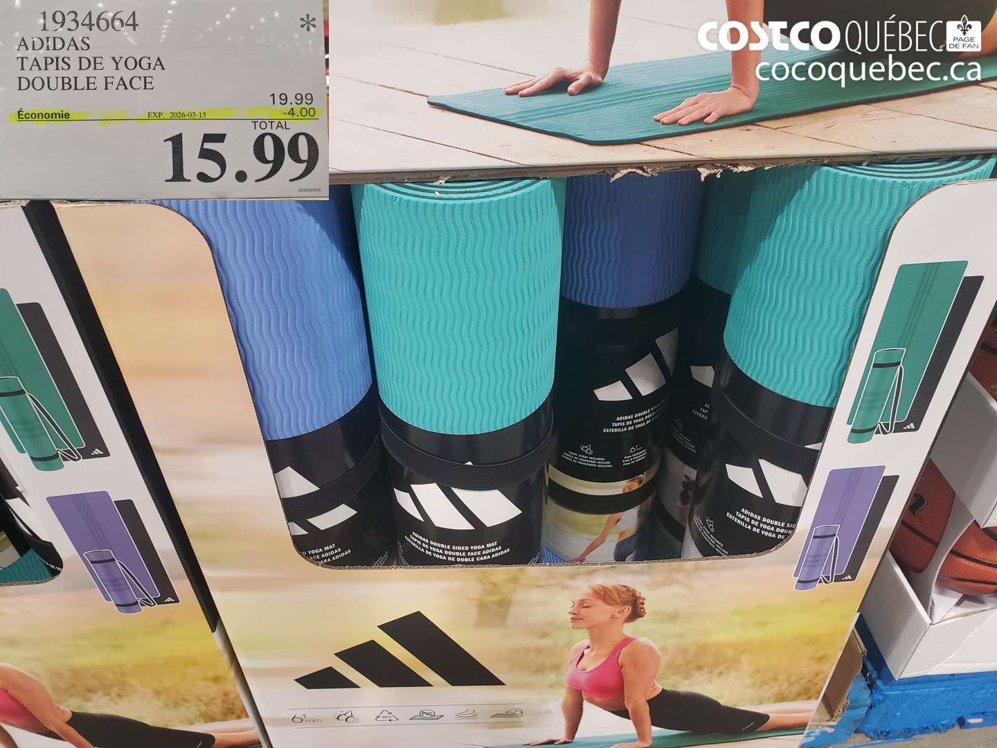 1934664 ADIDAS TAPIS DE YOGA DOUBLE FACE ($4.00 INSTANT SAVINGS EXPIRES ON 2026-03-15) $15.99