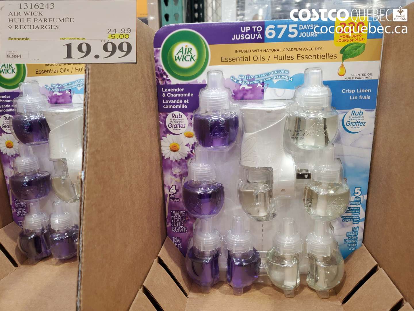 1316243 AIR WICK HUILE PARFUMÉE 9 RECHARGES ($5.00 INSTANT SAVINGS EXPIRES ON 2026-03-29) $19.99