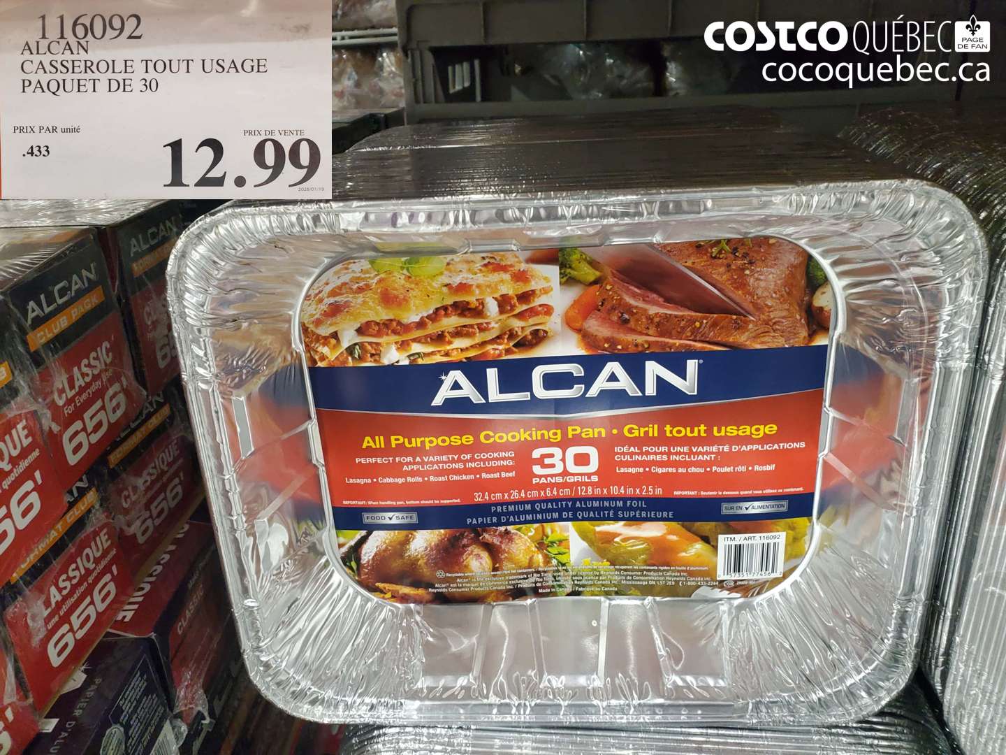 116092 ALCAN CASSEROLE TOUT USAGE PAQUET DE 30 $12.99