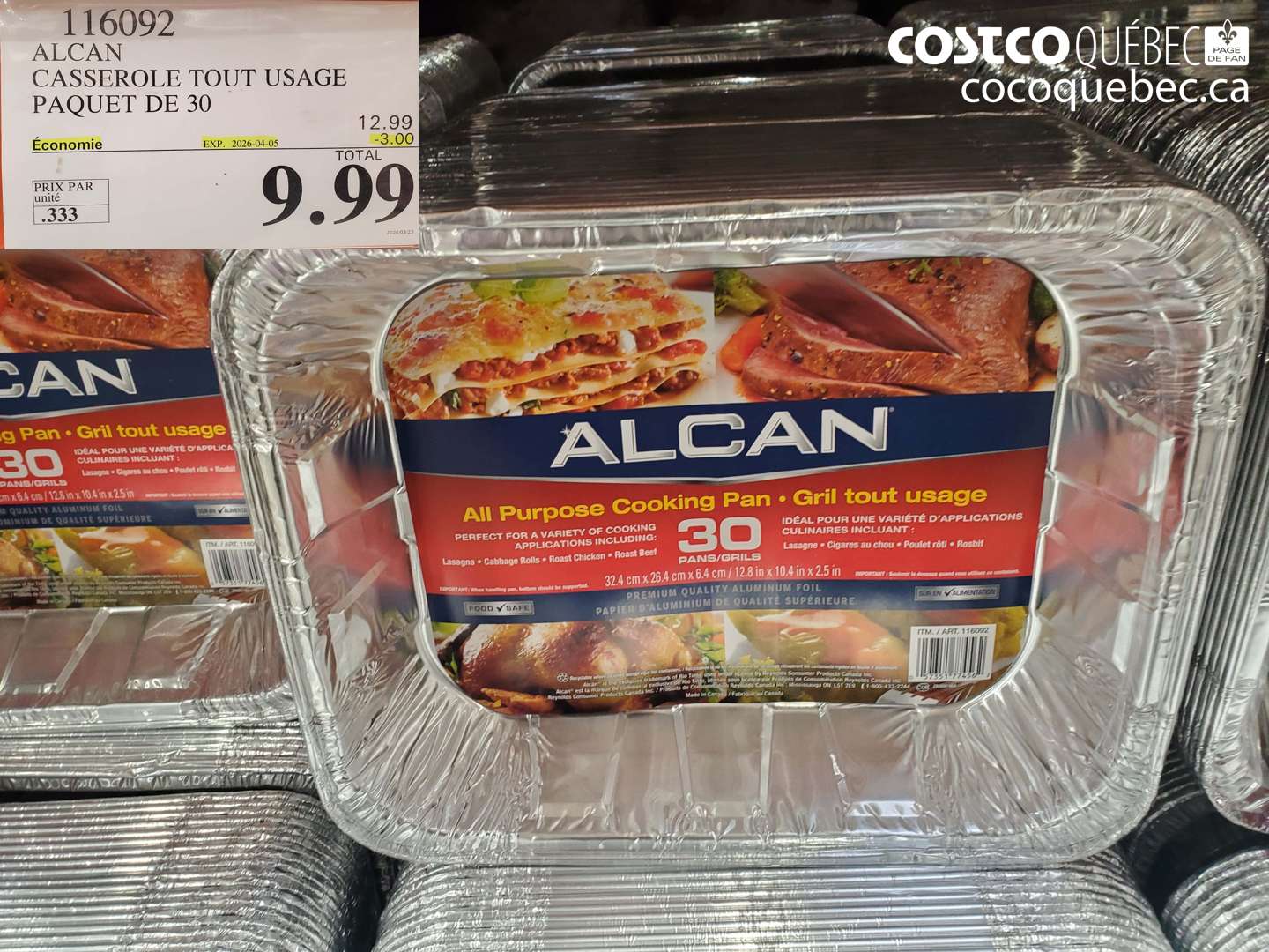 116092 ALCAN CASSEROLE TOUT USAGE PAQUET DE 30 ($3.00 INSTANT SAVINGS EXPIRES ON 2026-04-05) $9.99