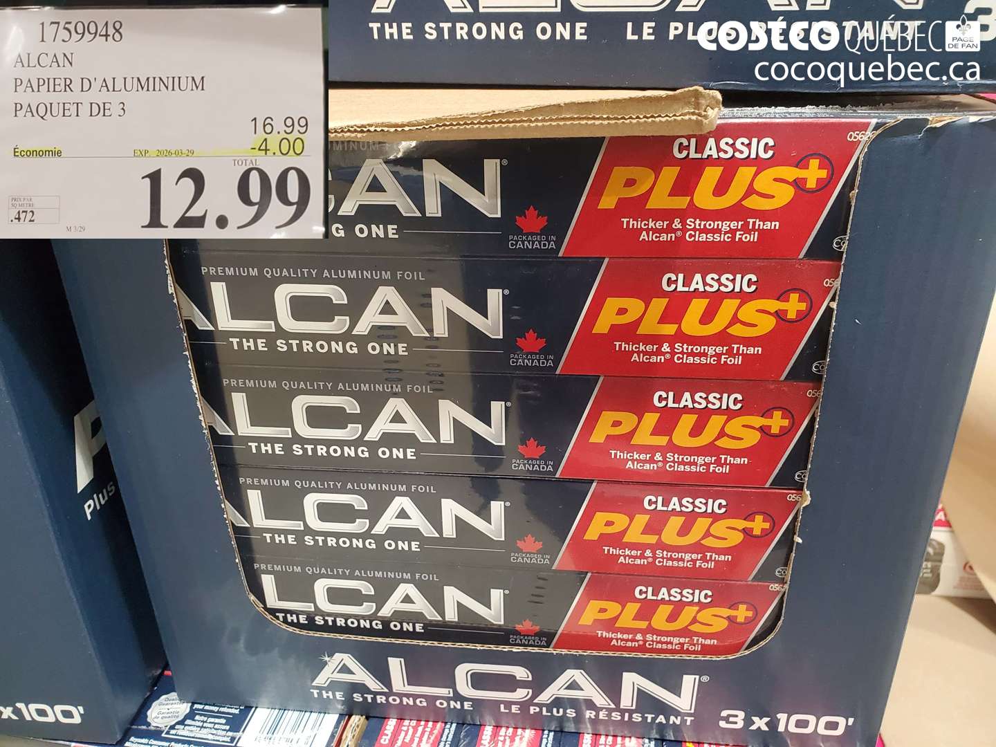 1759948 ALCAN PAPIER D'ALUMINIUM PAQUET DE 3 ($4.00 INSTANT SAVINGS EXPIRES ON 2026-03-29) $12.99