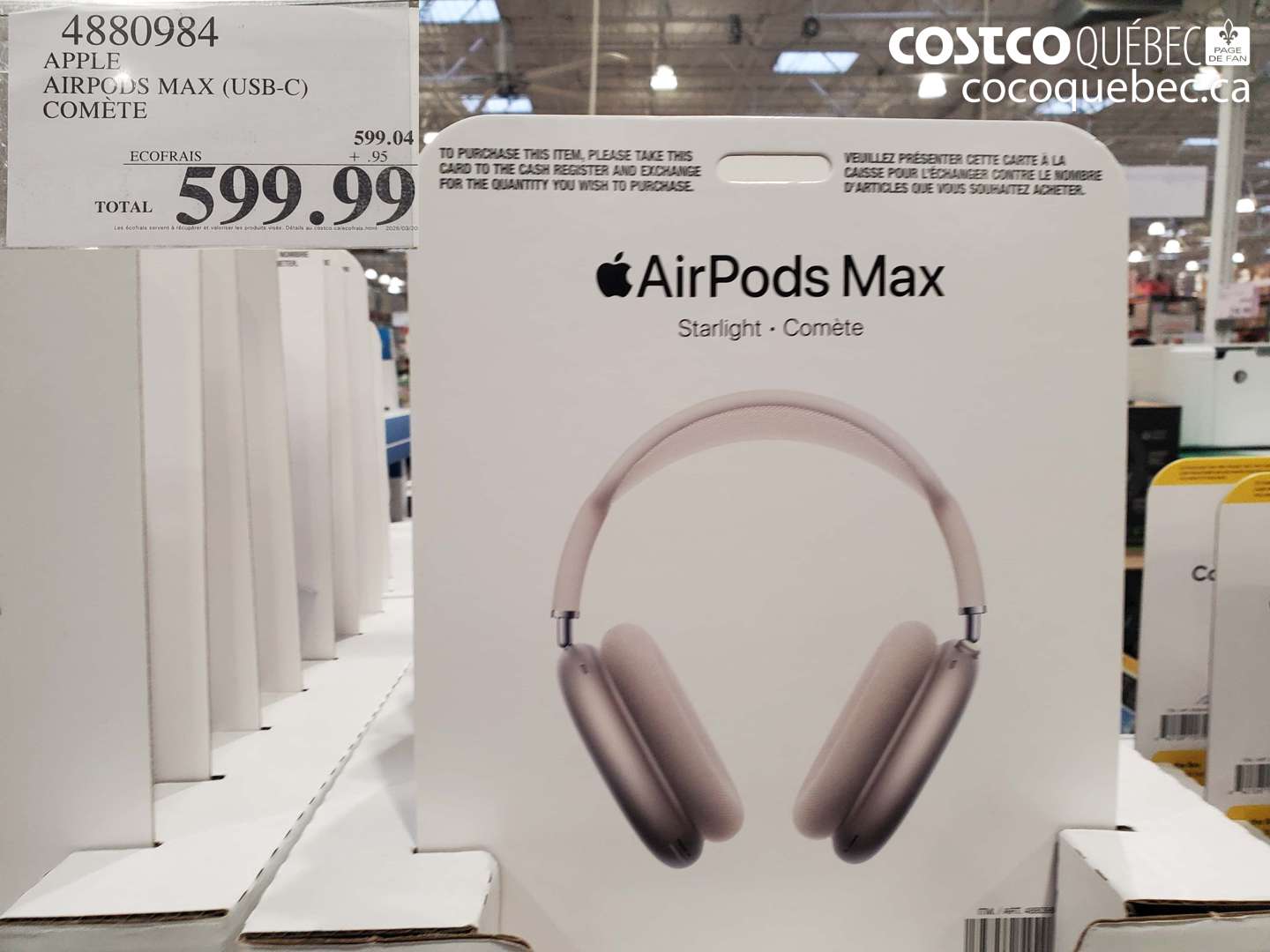 4880984 APPLE AIRPODS MAX (USB-C) COMÈTE $599.99