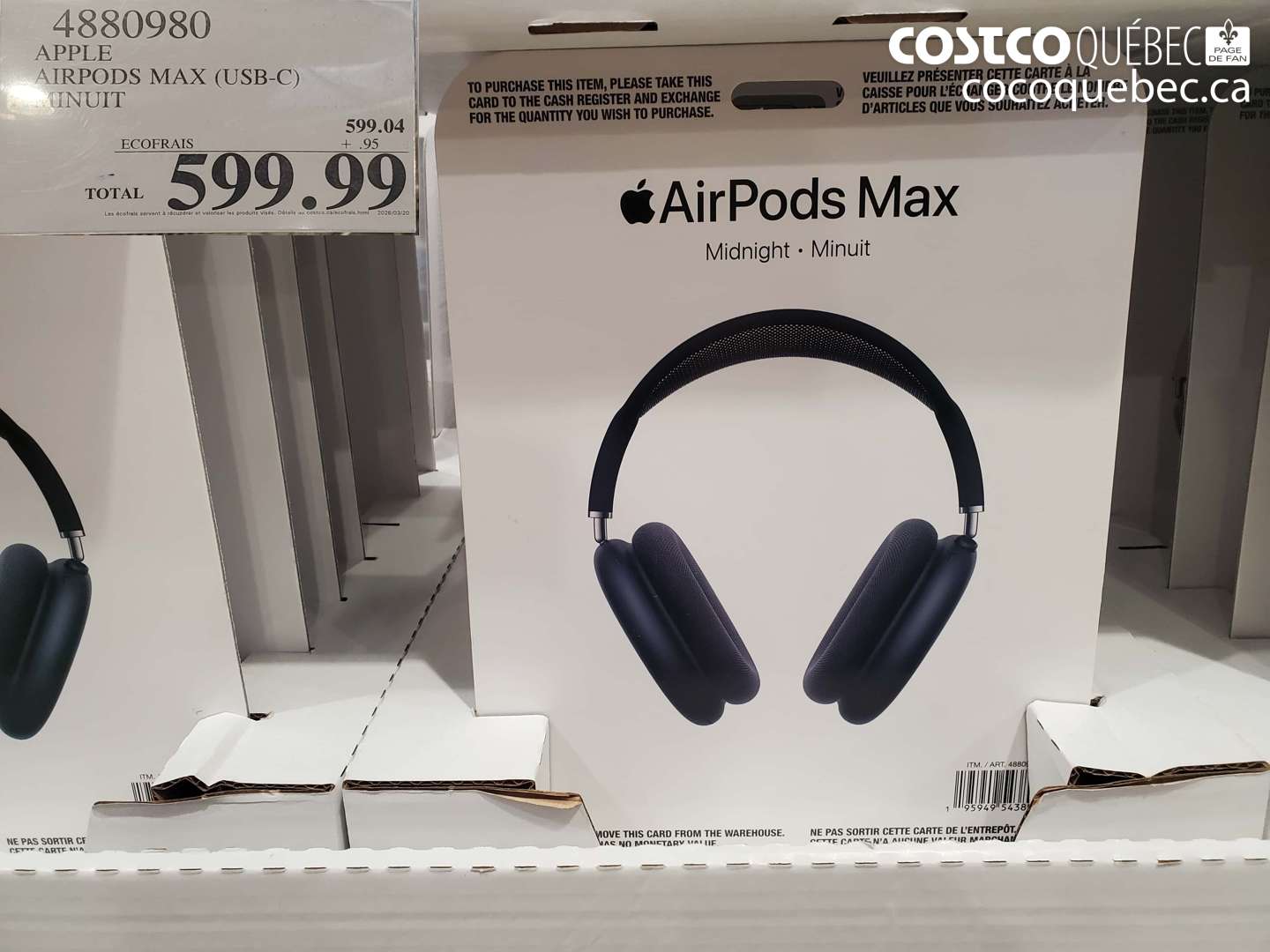 4880980 APPLE AIRPODS MAX (USB-C) MINUIT $599.99