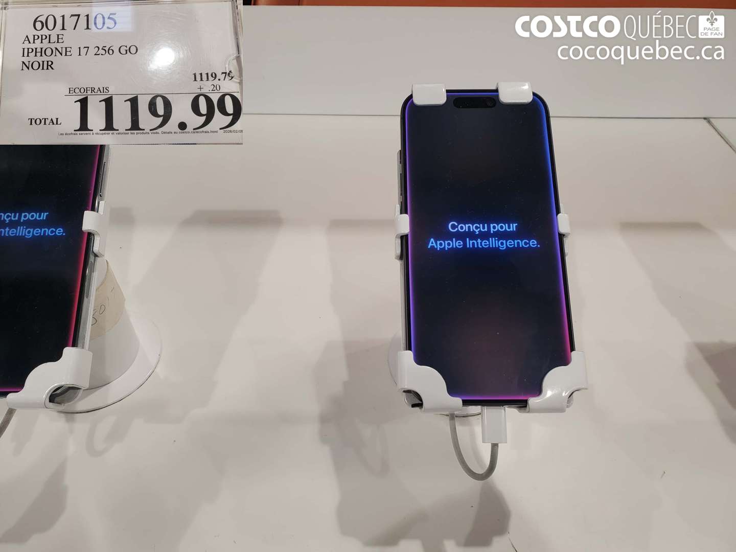 6017105 APPLE IPHONE 17 256 GO NOIR $1119.99
