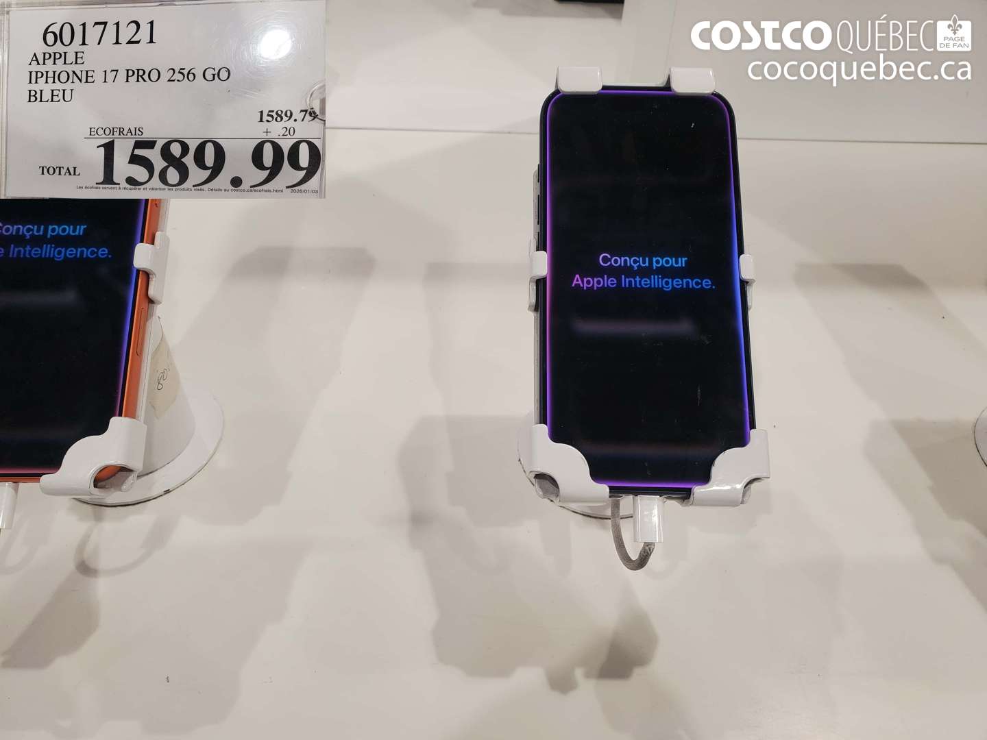6017121 APPLE IPHONE 17 PRO 256 GO BLEU $1589.99