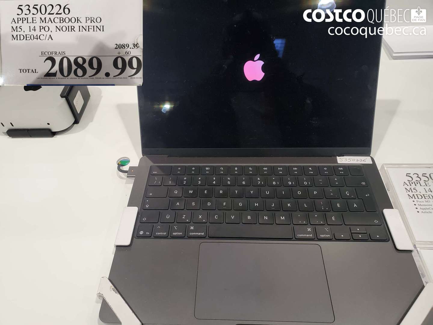 5350226 APPLE MACBOOK PRO M5, 14 PO, NOIR INFINI MDE04C/A $2089.99