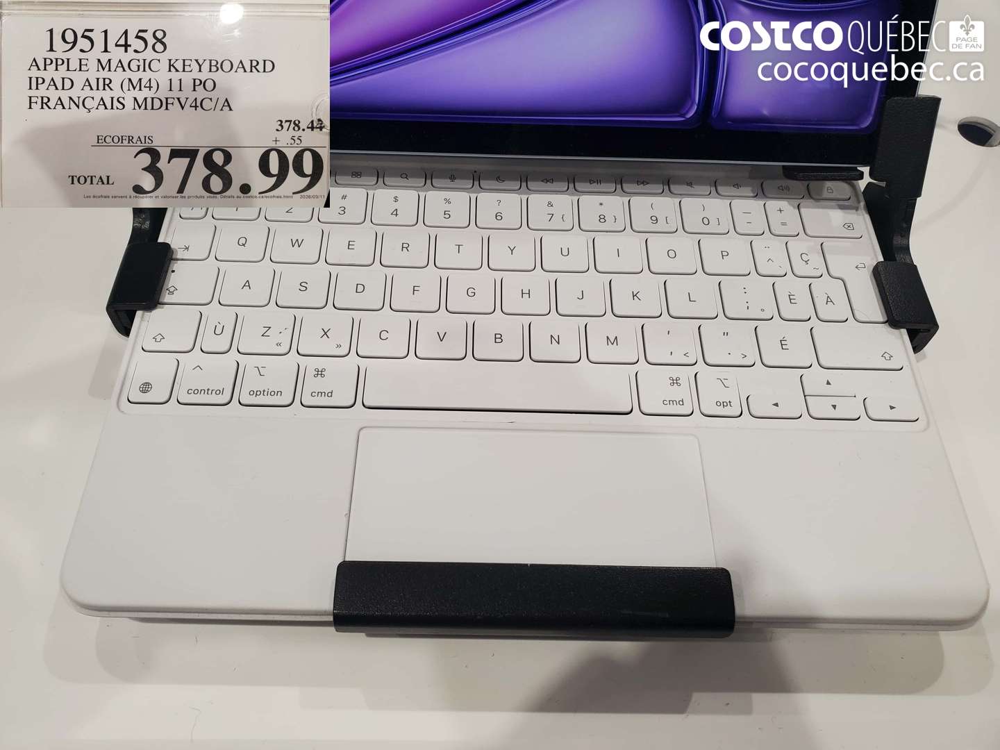 1951458 APPLE MAGIC KEYBOARD IPAD AIR (M4) 11 PO FRANÇAIS MDFV4C/A $378.99