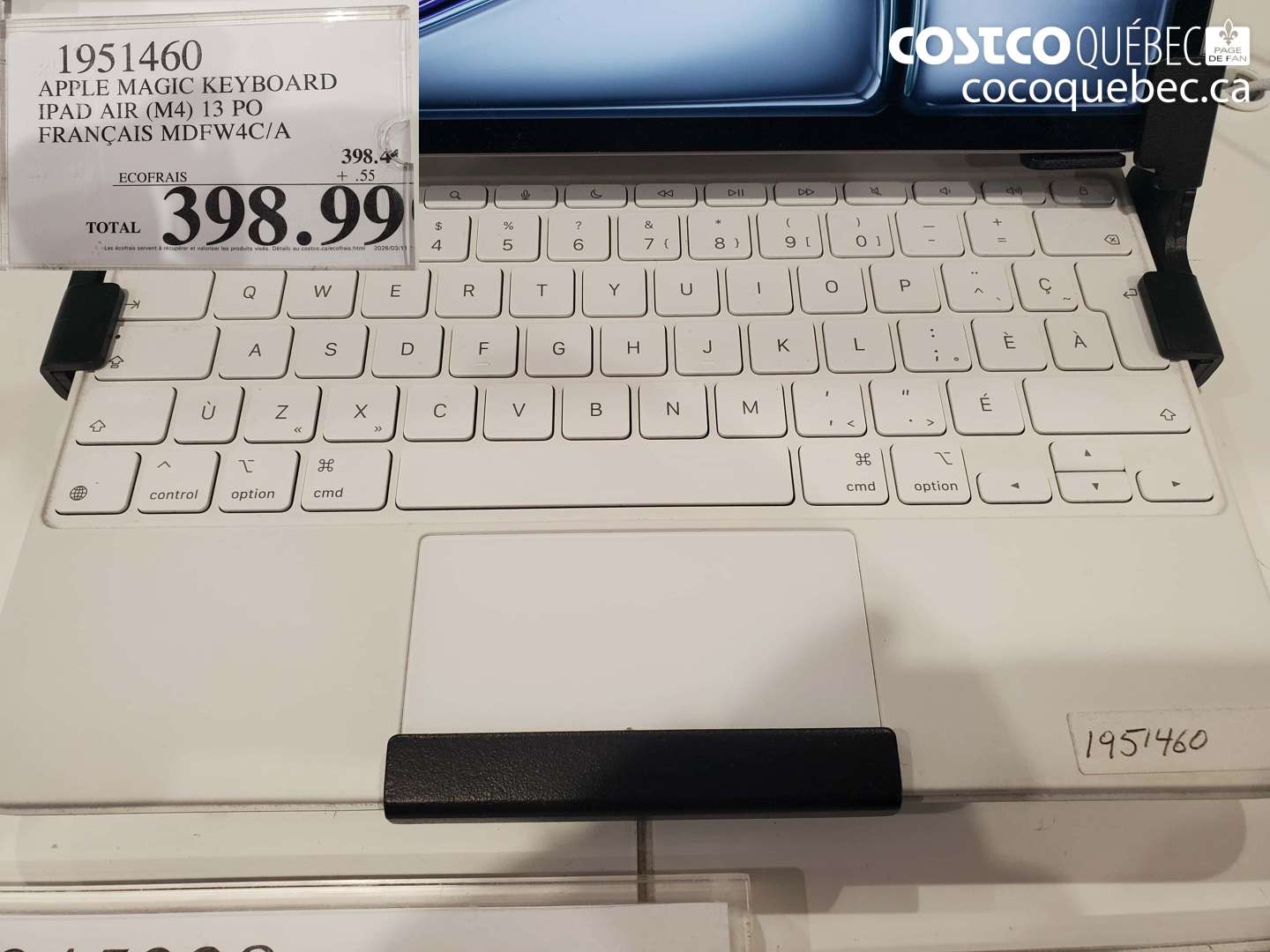 1951460 APPLE MAGIC KEYBOARD IPAD AIR (M4) 13 PO FRANÇAIS MDFW4C/A $398.99