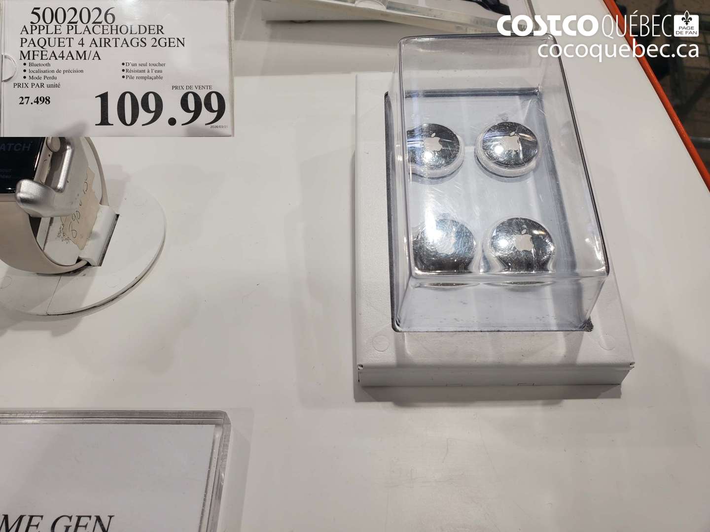 5002026 APPLE PLACEHOLDER PAQUET 4 AIRTAGS 2GEN MFEA4AM/A $109.99