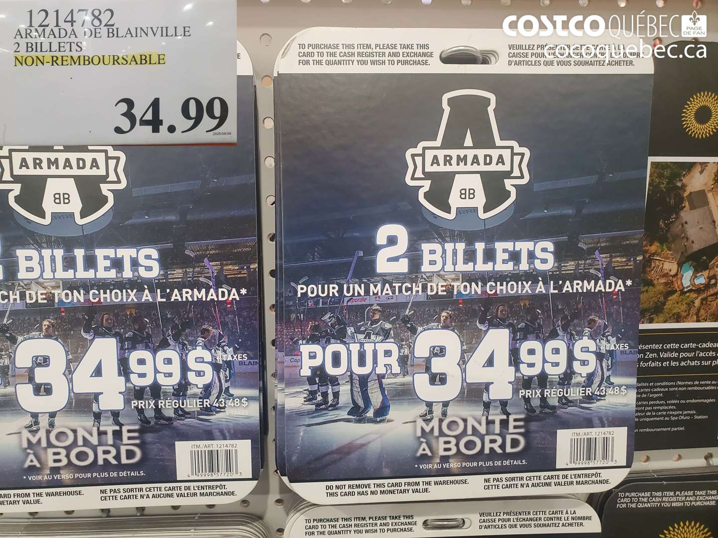 1214782 ARMADA DE BLAINVILLE 2 BILLETS NON-REMBOURSABLE $34.99