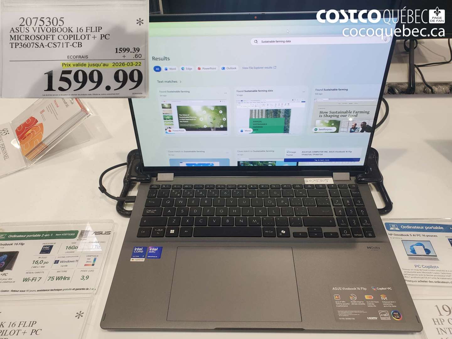 2075305 ASUS VIVOBOOK 16 FLIP MICROSOFT COPILOT+ PC TP3607SA-CS17T-CB (EXPIRES ON 2026-03-22) $1599.99