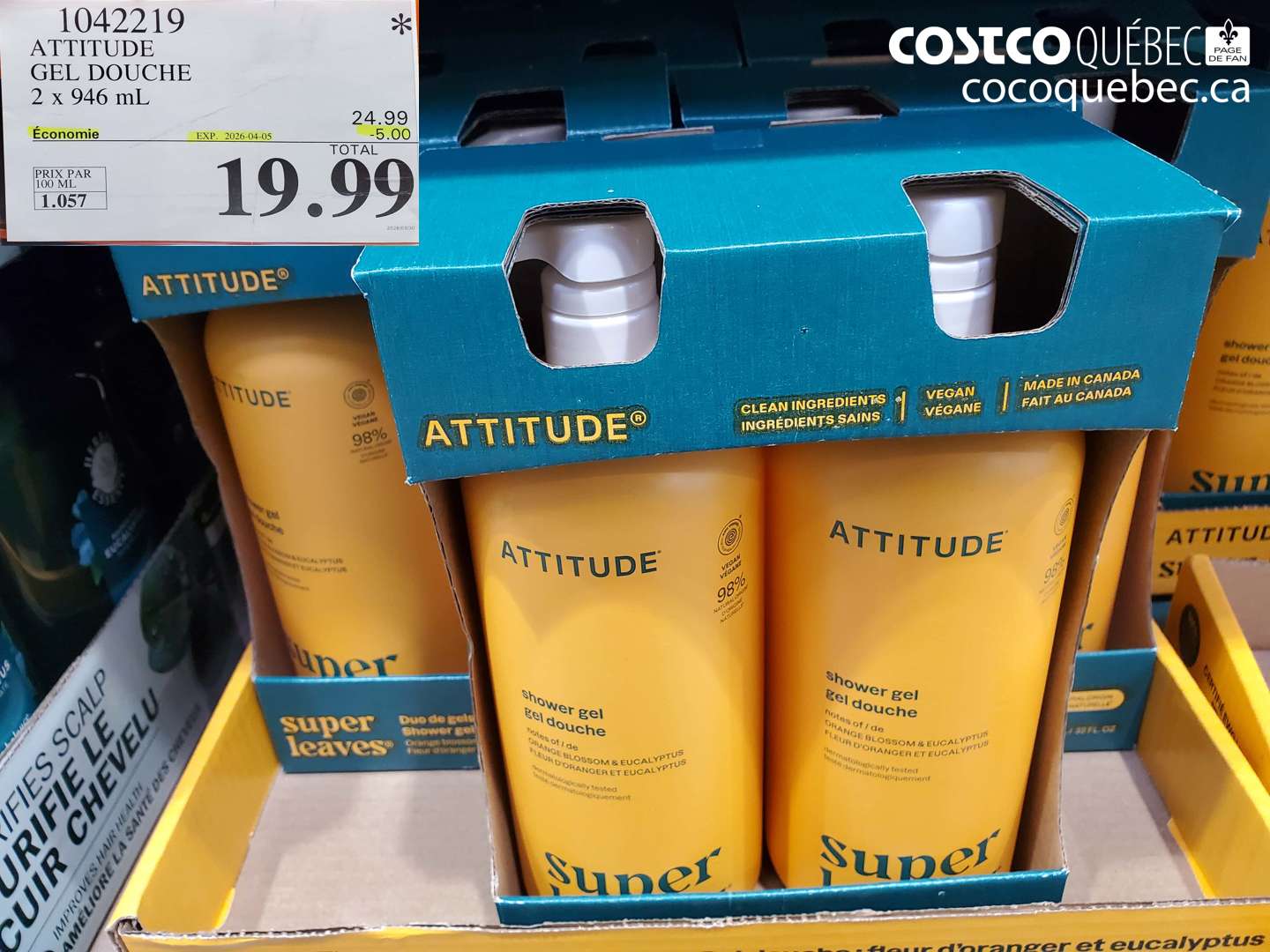 1042219 ATTITUDE GEL DOUCHE 2 X 946 ML ($5.00 INSTANT SAVINGS EXPIRES ON 2026-04-05) $19.99