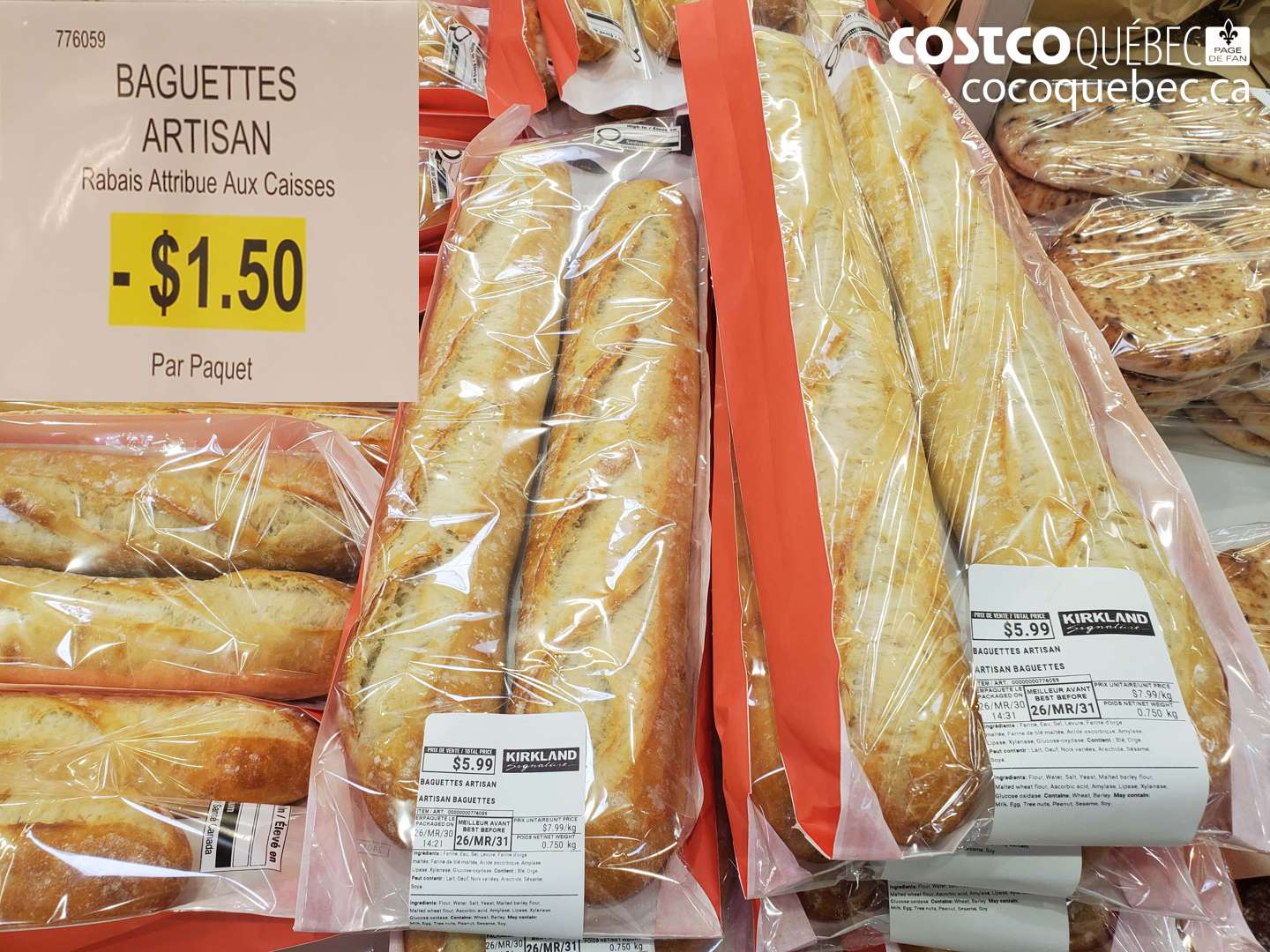 776059 BAGUETTES ARTISAN ($1.50 INSTANT SAVINGS)