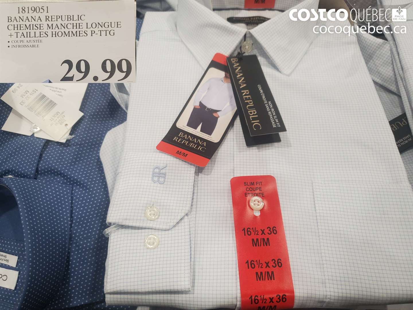 1819051 BANANA REPUBLIC CHEMISE MANCHÉ LONGUE + TAILLES HOMMES P-TTG $29.99