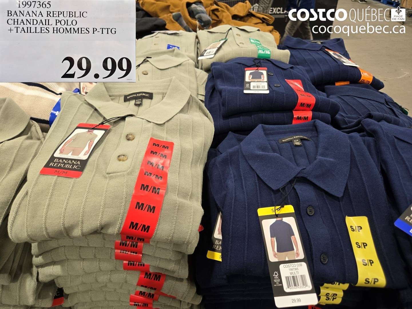 1997365 BANANA REPUBLIC CHANDAL POLO + TAILLES HOMMES P-PTG $29.99