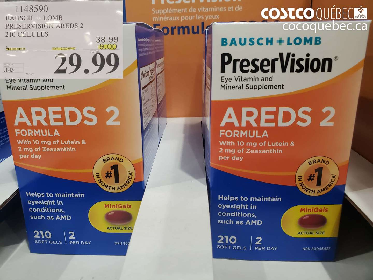 1148590 BAUSCH + LOMB PRESERVISION AREDS 2 210 GELULES ($9.00 INSTANT SAVINGS EXPIRES ON 2026-04-12) $29.99