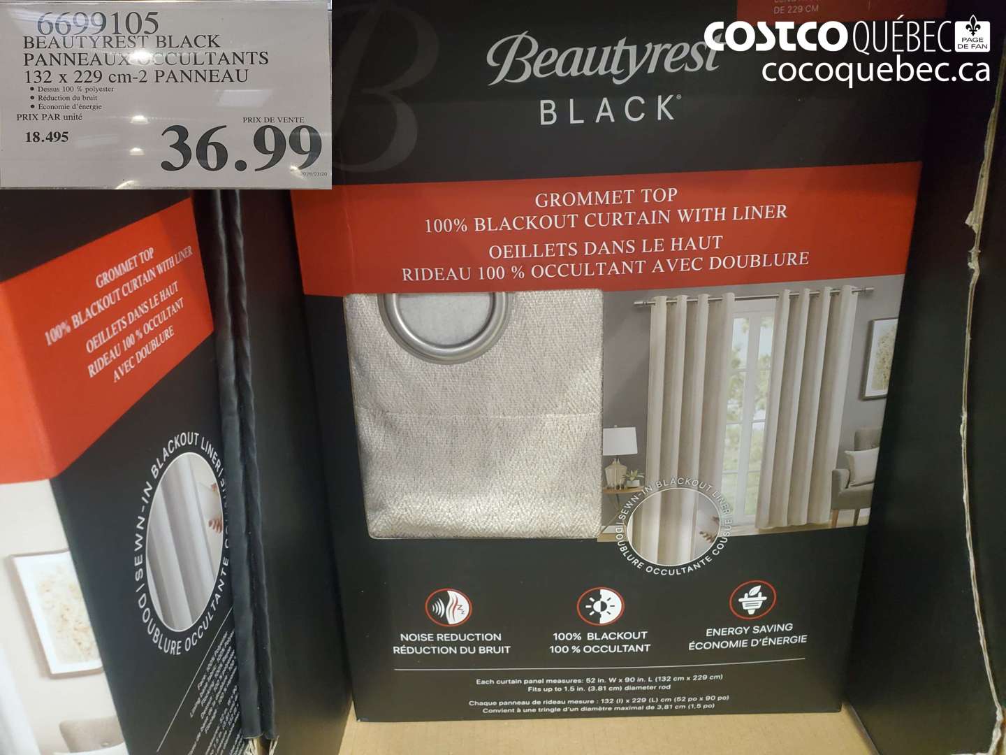 6699105 BEAUTYREST BLACK PANNEAUX OCCULTANTS $36.99