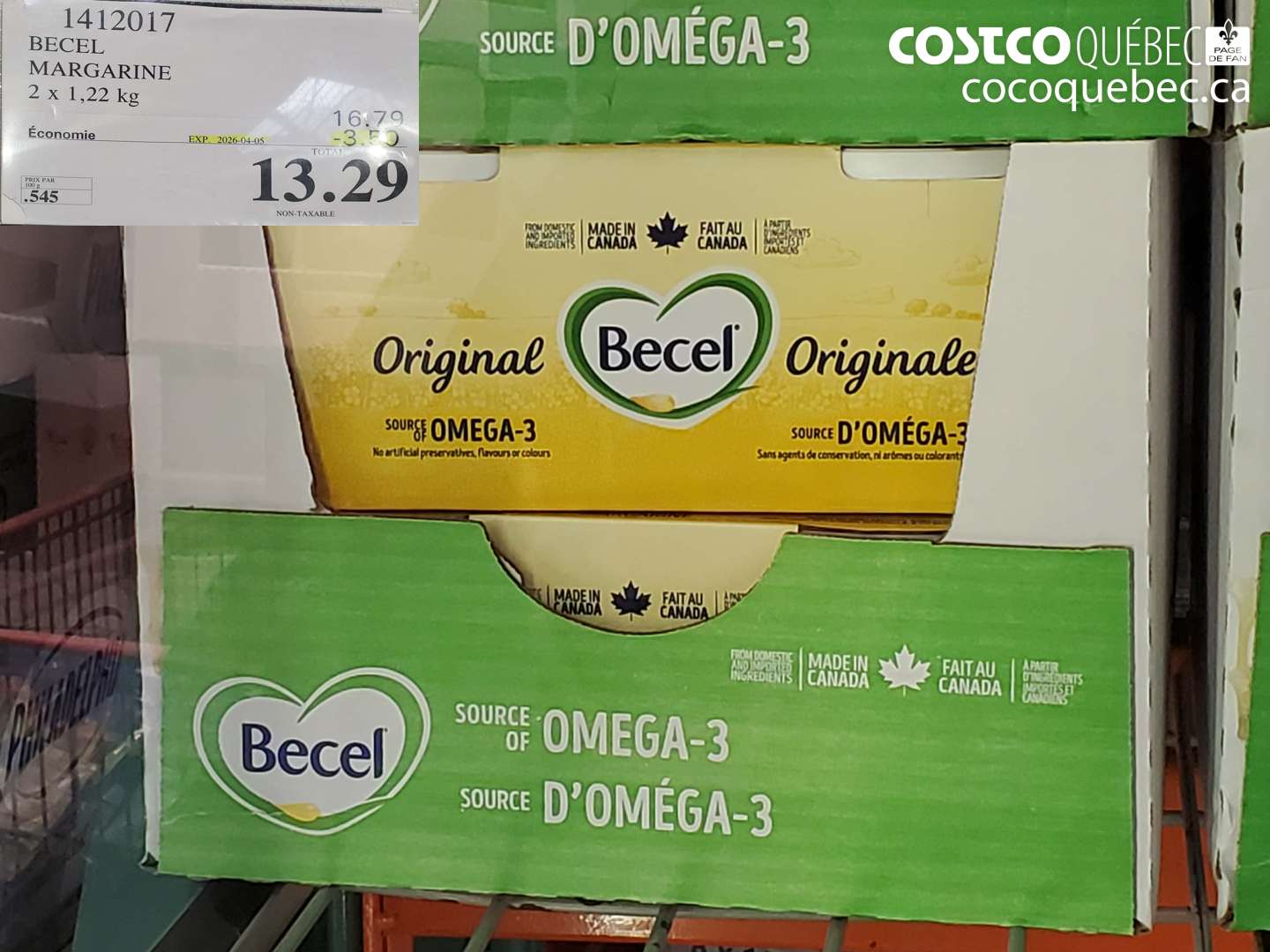 1412017 BECEL MARGARINE 2 X 1,22 KG ($3.50 INSTANT SAVINGS EXPIRES ON 2026-04-05) $13.29