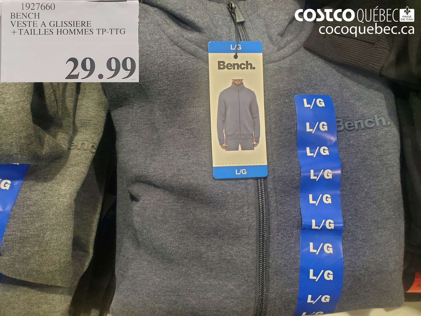1927660 BENCH VESTE A GLISSIERE +TAILLES HOMMES TP-TTG $29.99