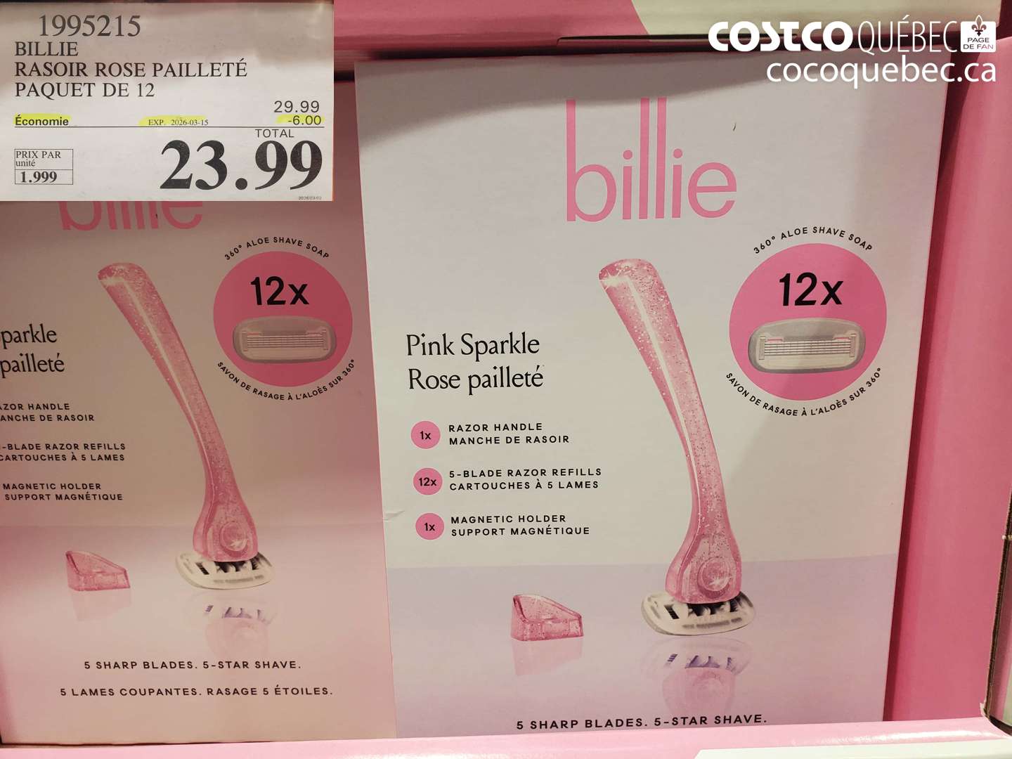 1995215 BILLIE RASOIR ROSE PAILLETÉ PAQUET DE 12 ($6.00 INSTANT SAVINGS EXPIRES ON 2026-03-15) $23.99