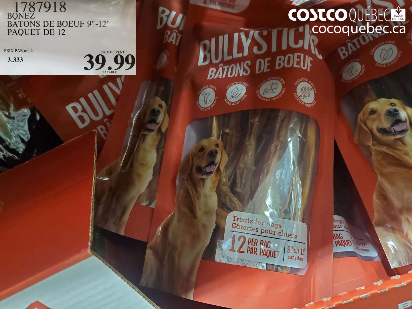 1787918 BONEZ BÂTONS DE BOEUF 9-12 PAQUET DE 12 $39.99