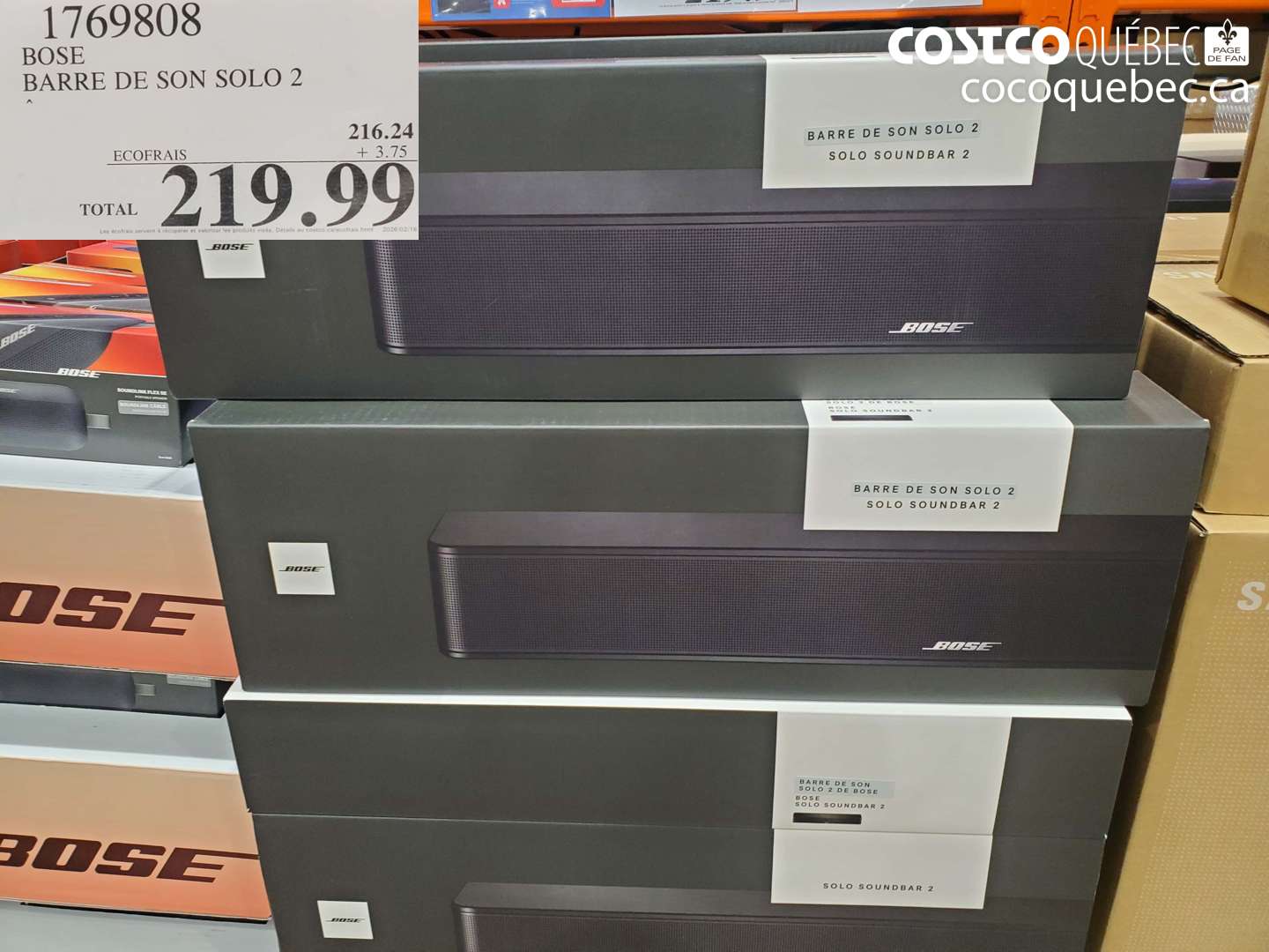 1769808 BOSE BARRE DE SON SOLO 2 $219.99