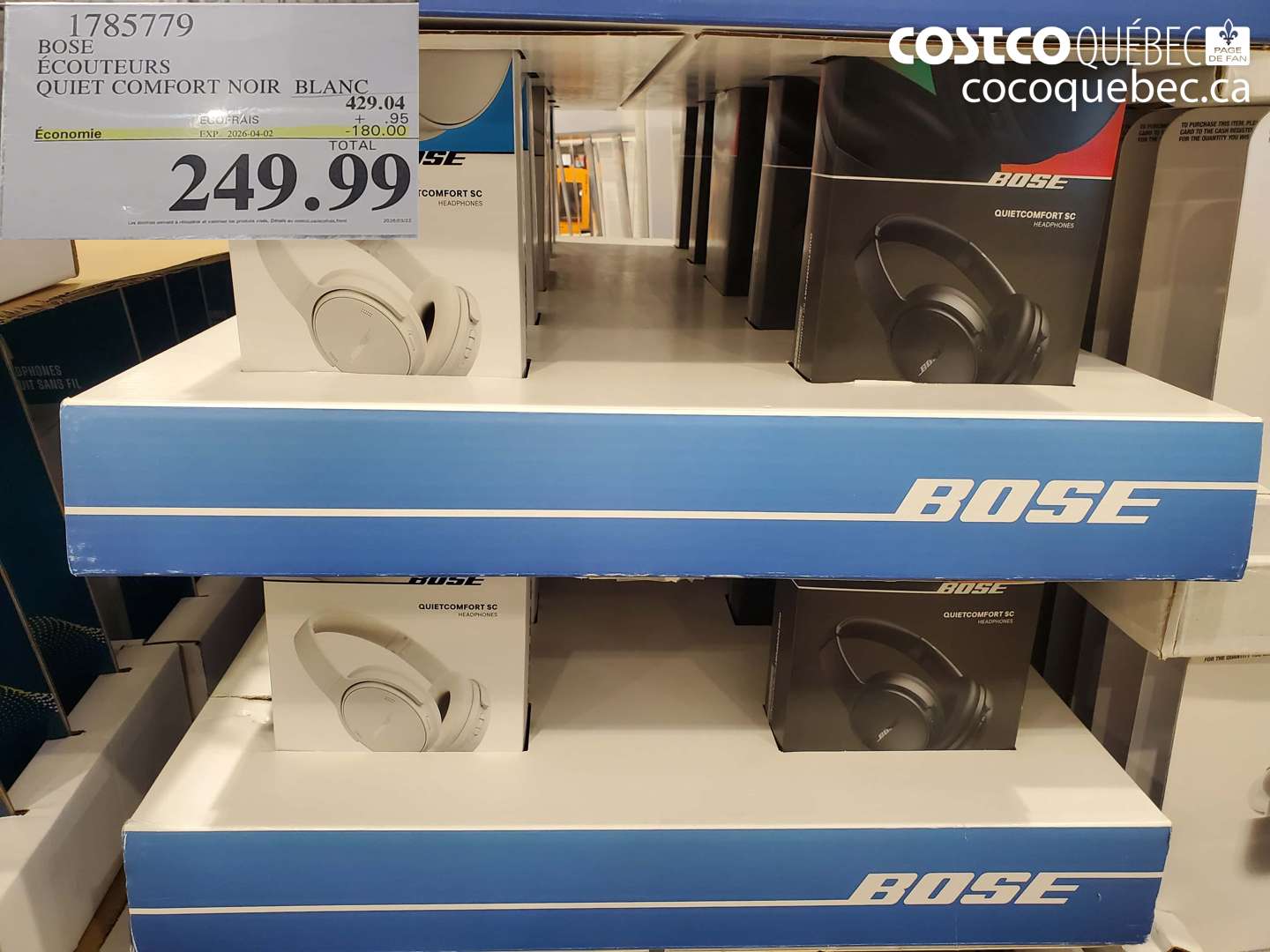 1785779 BOSE ÉCOUTEURS QUIET COMFORT NOIR BLANC ($180.00 INSTANT SAVINGS EXPIRES ON 2026-04-02) $249.99