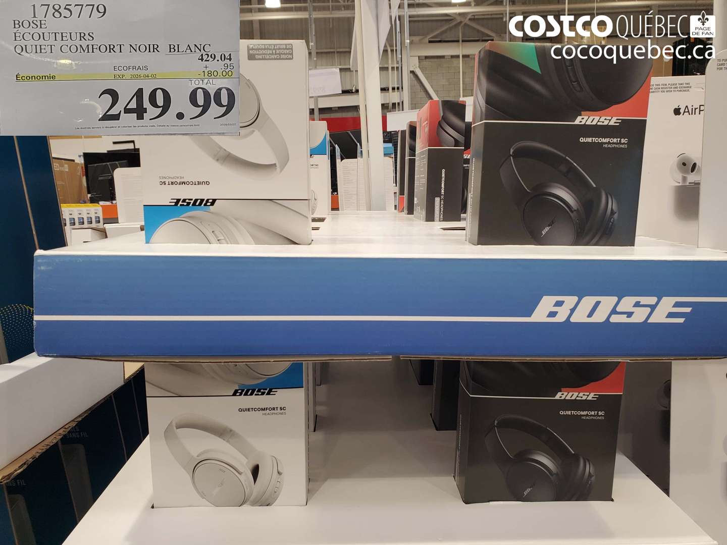 1785779 BOSE ÉCOUTEURS QUIET COMFORT NOIR BLANC ($180.00 INSTANT SAVINGS EXPIRES ON 2026-04-02) $249.99