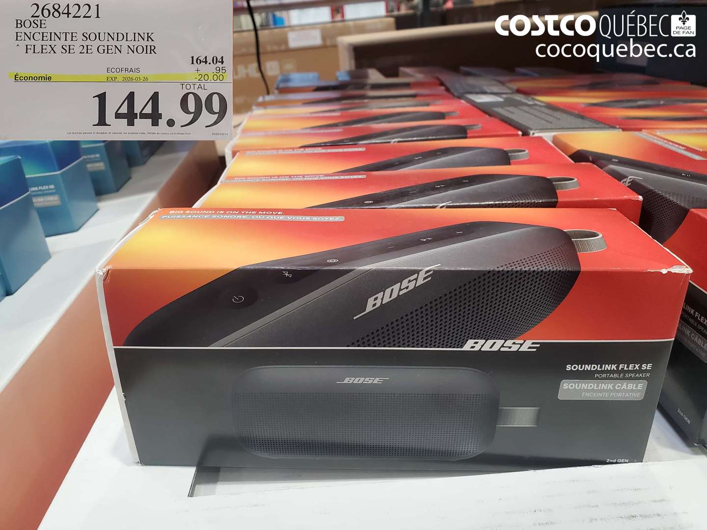 2684221 BOSE ENCEINTE SOUNDLINK FLEX SE 2E GEN NOIR ($20.00 INSTANT SAVINGS EXPIRES ON 2026-03-26) $144.99
