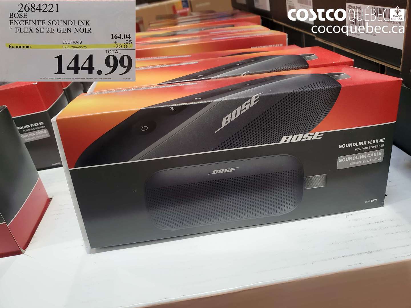 2684221 BOSE ENCEINTE SOUNDLINK FLEX SE 2E GEN NOIR ($20.00 INSTANT SAVINGS EXPIRES ON 2026-03-26) $144.99