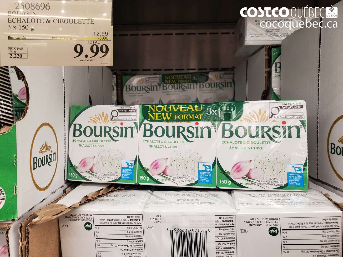 2508696 BOURSIN ECHALOTE & CIBOULETTE 3 X 150 G ($3.00 INSTANT SAVINGS EXPIRES ON 2026-03-29) $9.99
