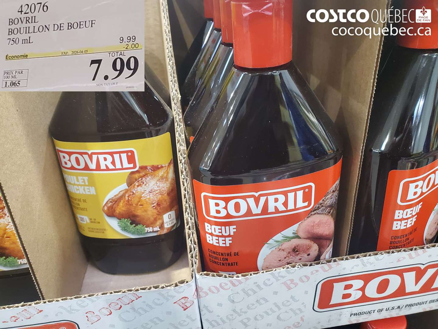 42076 BOVRIL BOUILLON DE BOEUF 750 ML ($2.00 INSTANT SAVINGS EXPIRES ON 2026-04-05) $7.99