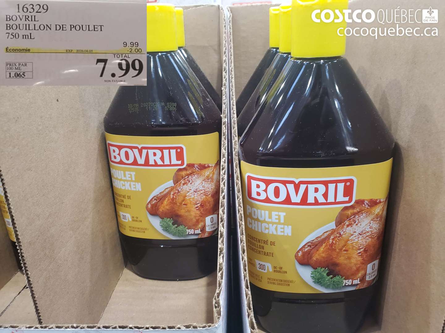 16329 BOVRIL BOUILLON DE POULET 750 ML ($2.00 INSTANT SAVINGS EXPIRES ON 2025-04-05) $7.99