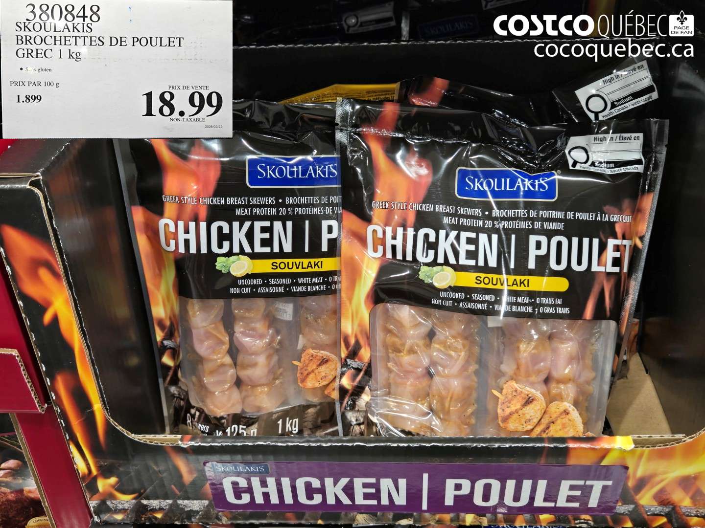 380848 BROCHETTES DE POULET GREC 1 KG $18.99