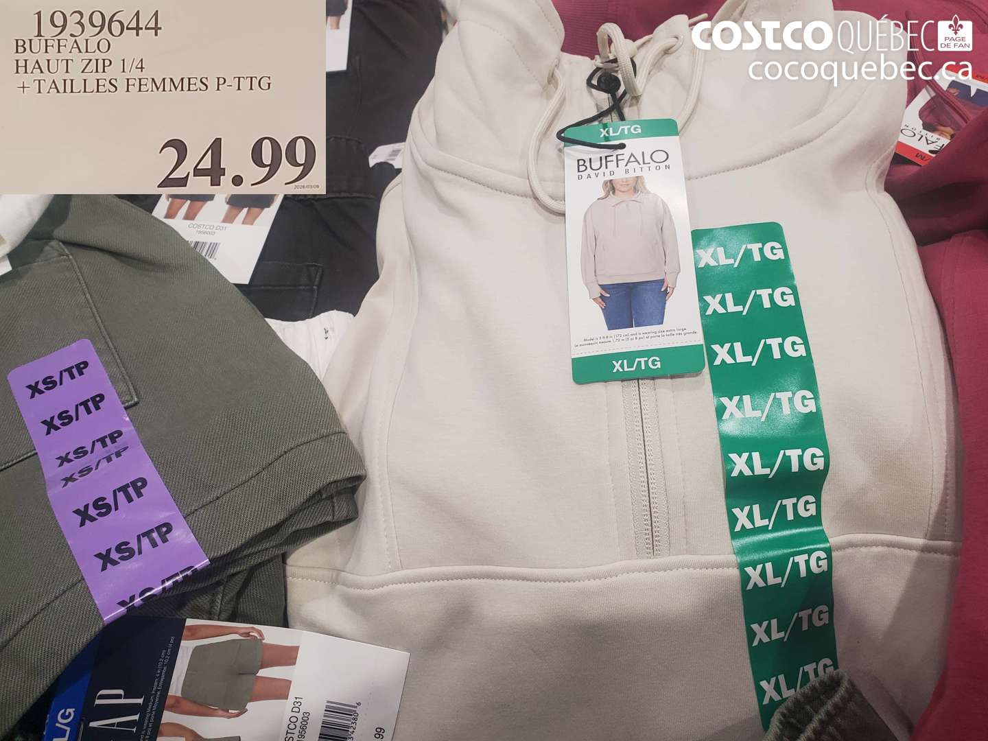 1939644 BUFFALO HAUT ZIP 1/4 + TAILLES FEMMES P-PTG $24.99