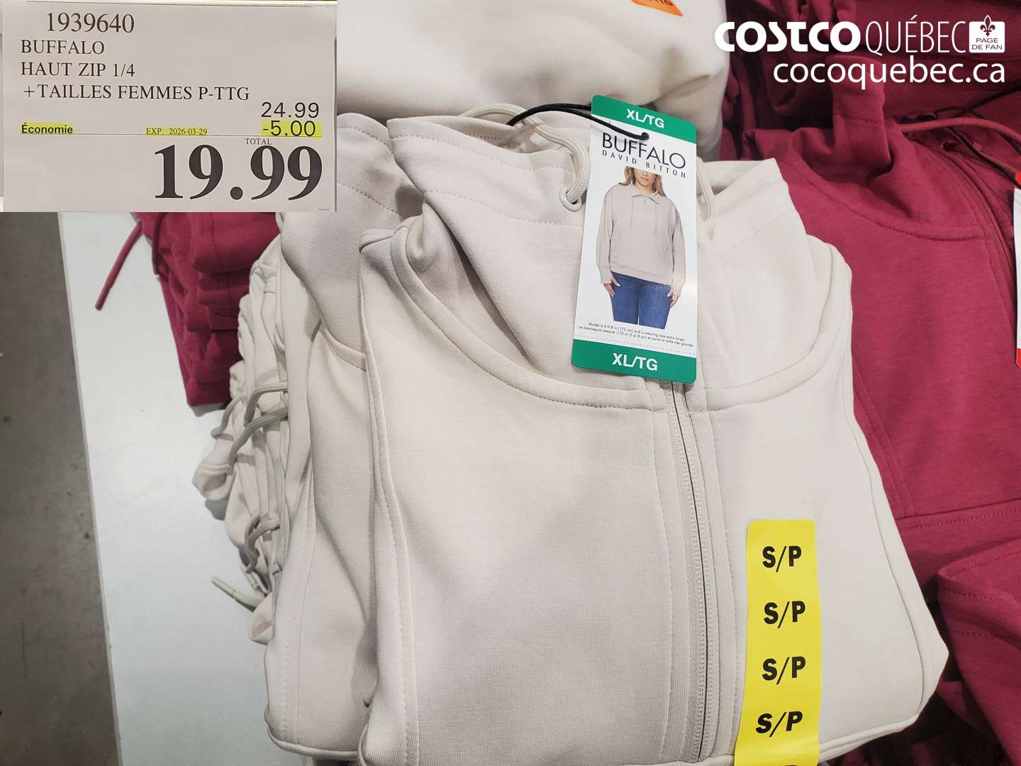 1939640 BUFFALO HAUT ZIP 1/4 + TAILLES FEMMES P-TG ($5.00 INSTANT SAVINGS EXPIRES ON 2026-03-29) $19.99