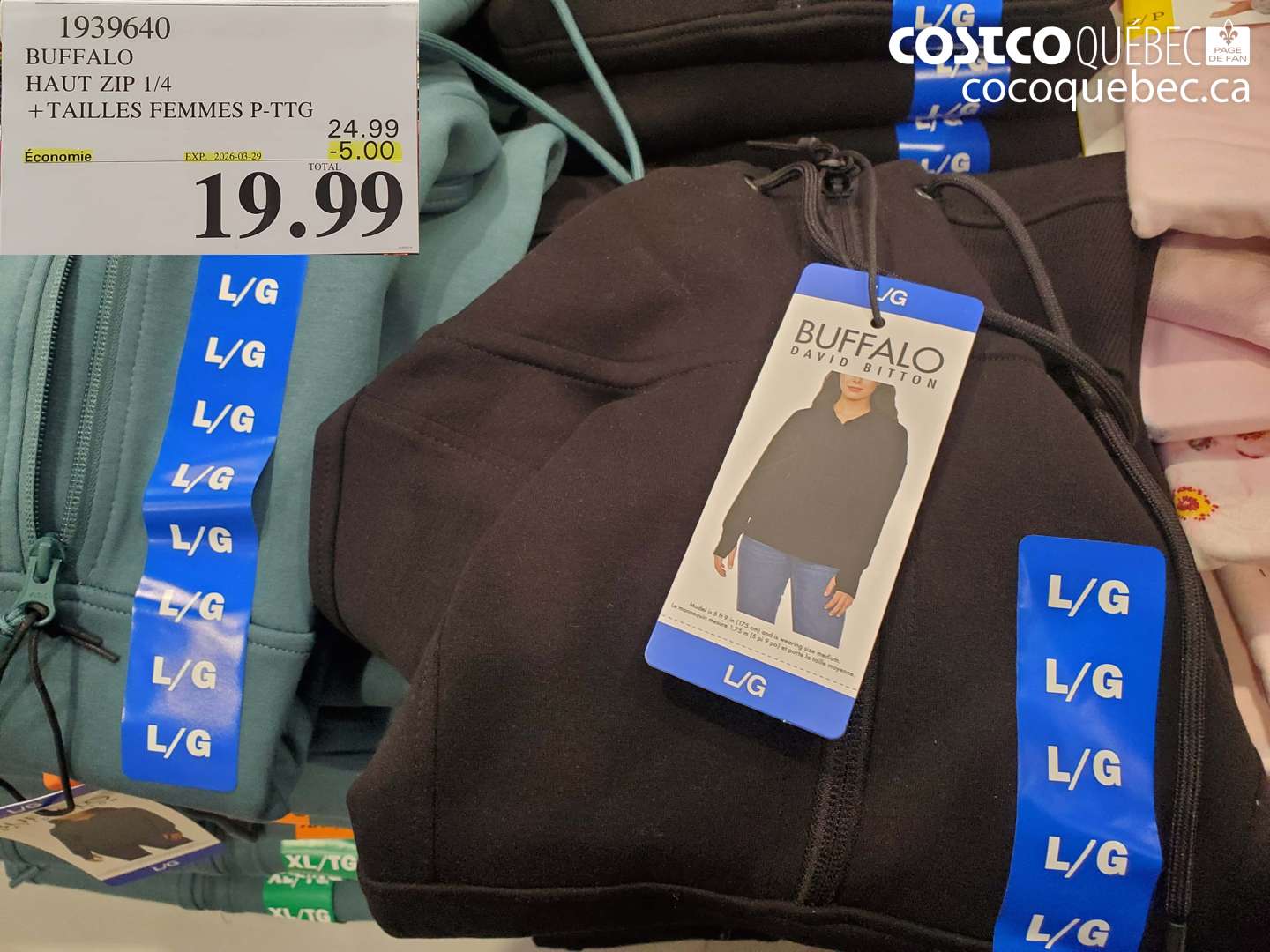 1939640 BUFFALO HAUT ZIP 1/4 + TAILLES FEMMES P-TTG ($5.00 INSTANT SAVINGS EXPIRES ON 2026-03-29) $19.99
