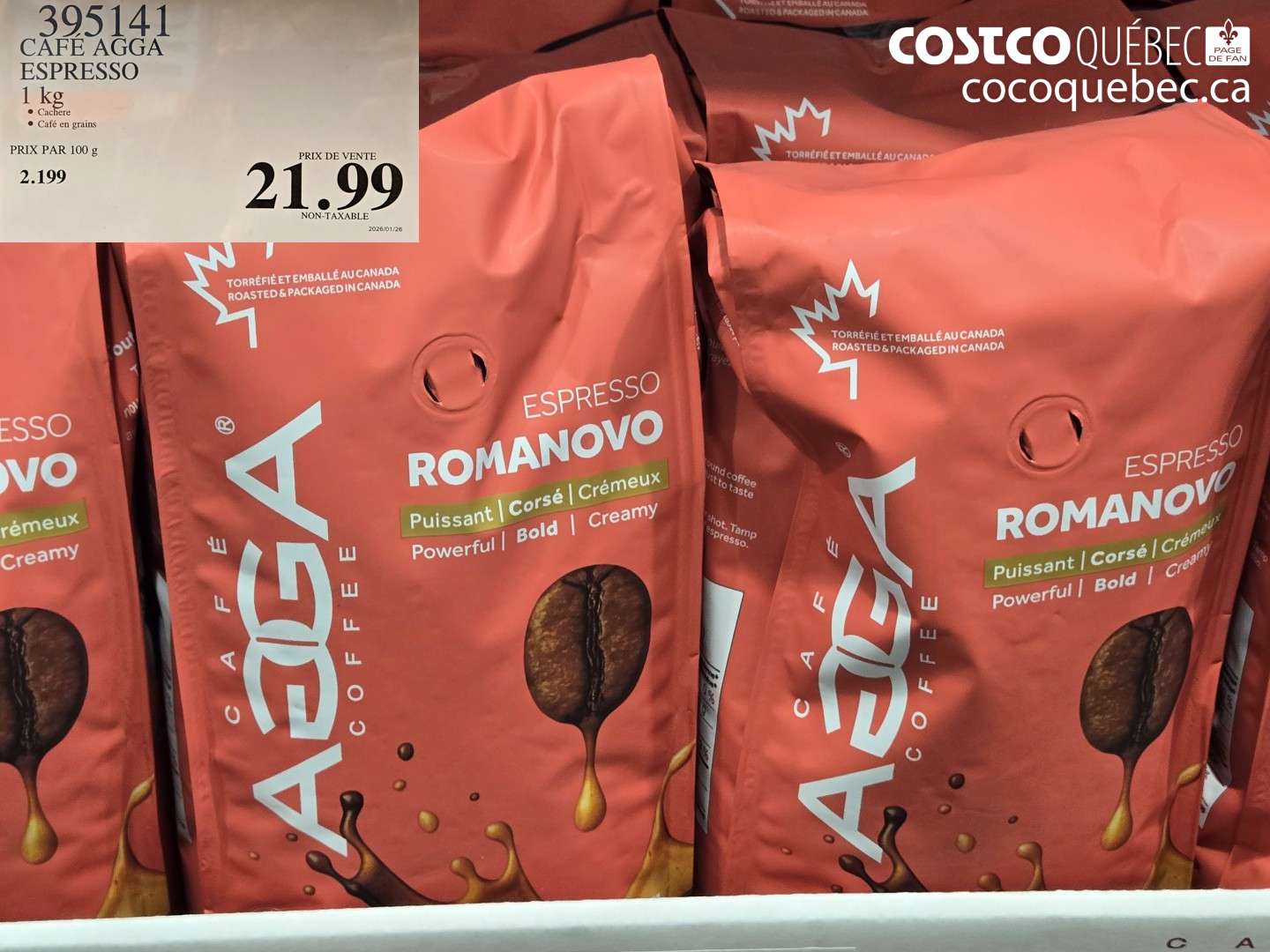 395141 CAFÉ AGGA ESPRESSO 1 KG $21.99