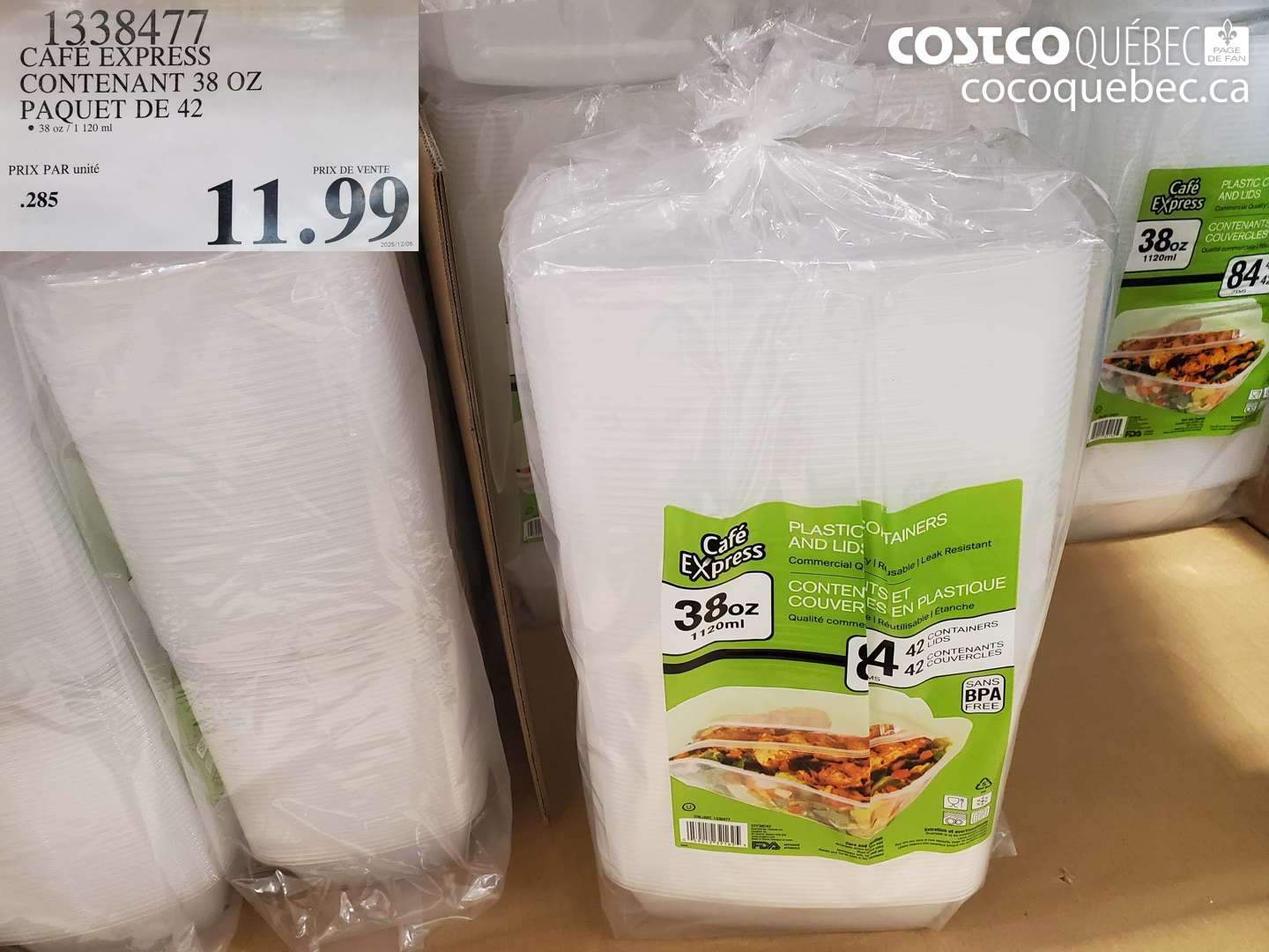 1338477 CAFE EXPRESS CONTENANT 38 OZ PAQUET DE 42 $11.99