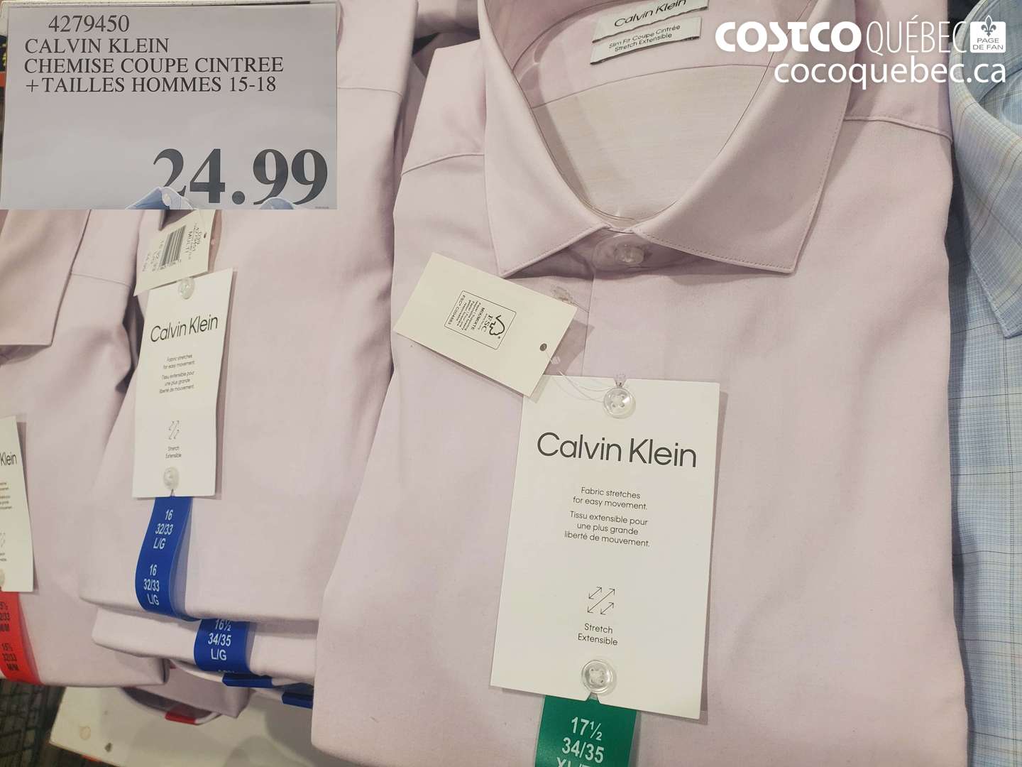4279450 CALVIN KLEIN CHEMISE COUPE CINTRÉE + TAILLES HOMMES 15-18 $24.99