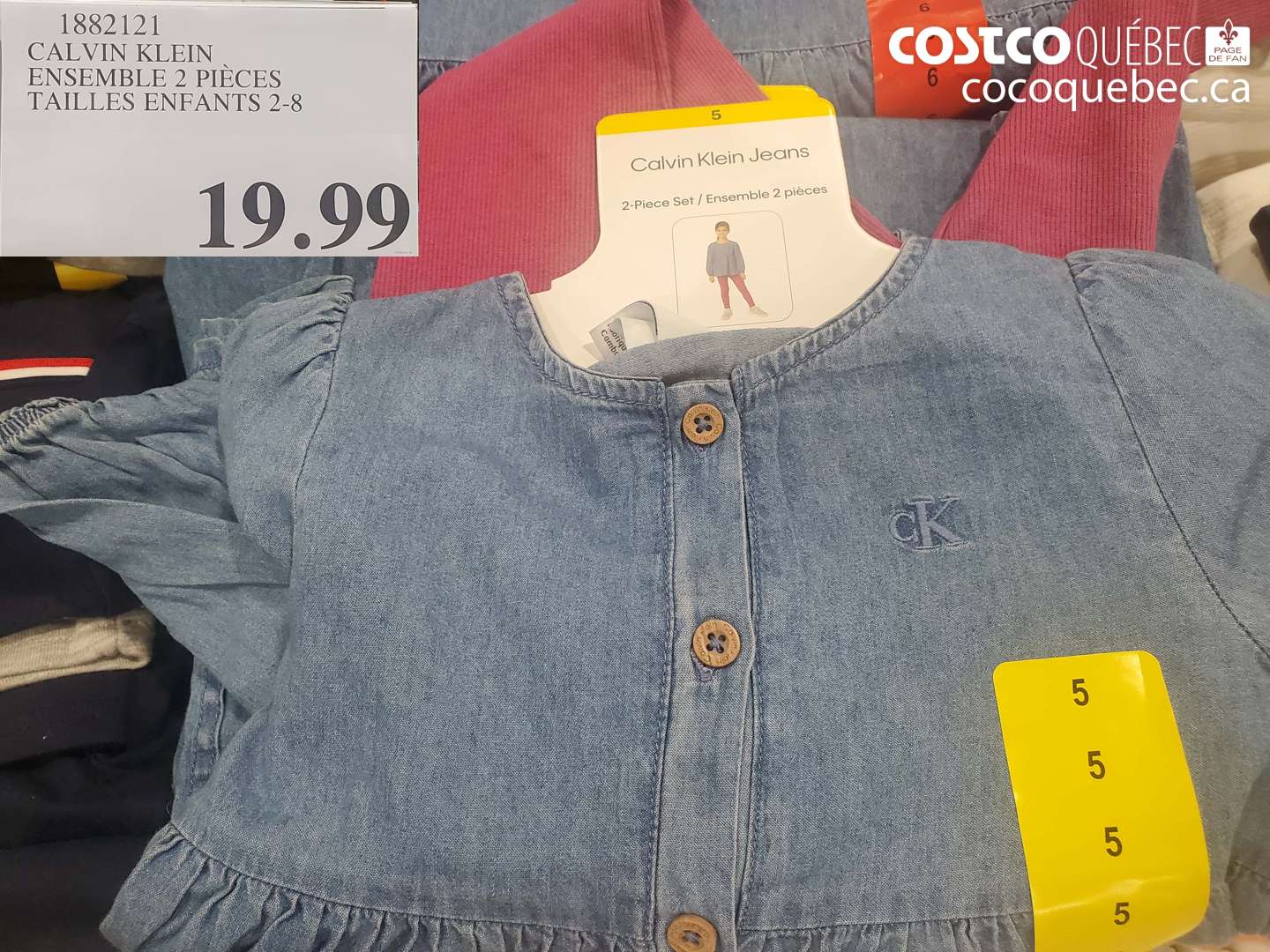 1882121 CALVIN KLEIN ENSEMBLE 2 PIECES TAILLES ENFANTS 2-8 $19.99