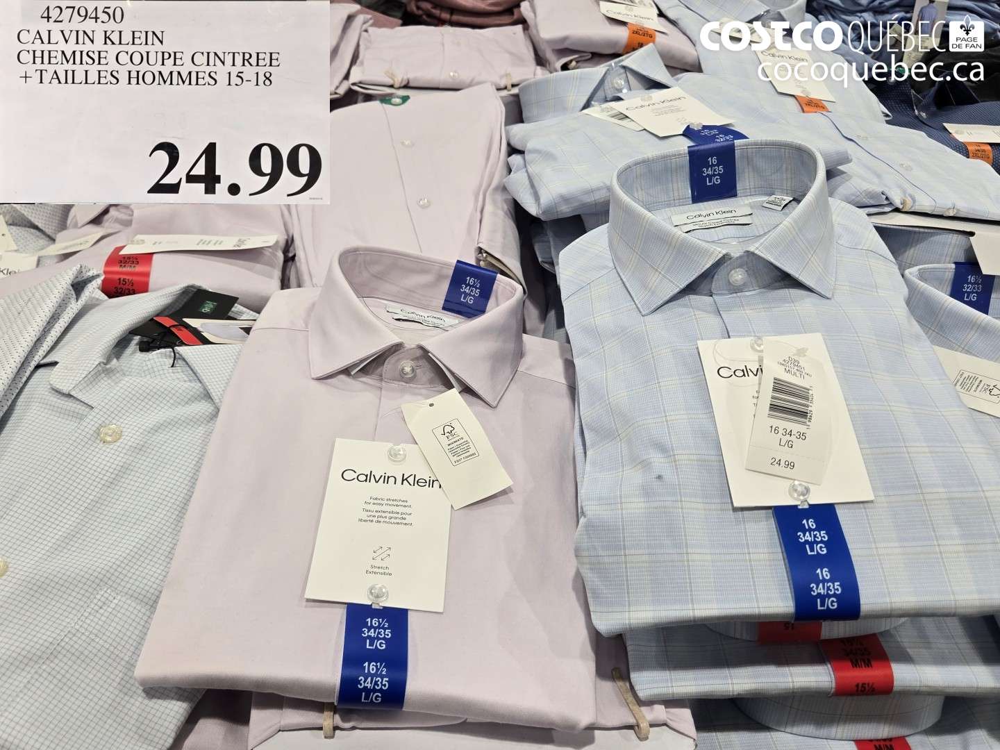 4279450 CALVIN KLEIN CHEMISE COUPE CINTREE +TAILLES HOMMES 15-18 $24.99