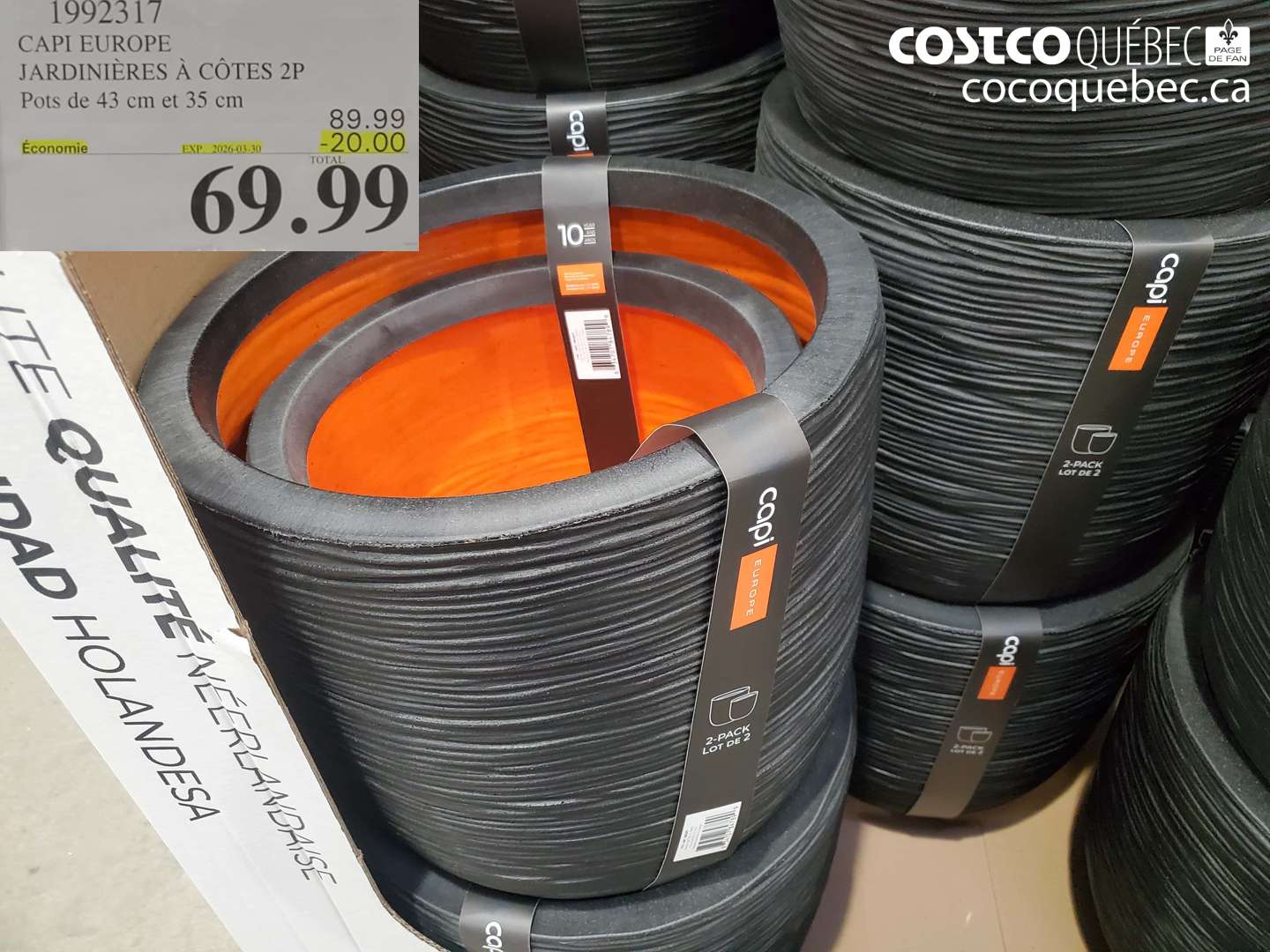 1992317 CAPI EUROPE JARDINIÈRES À CÔTES 2P POTS DE 43 CM ET 35 CM ($20.00 INSTANT SAVINGS EXPIRES ON 2026-03-30) $69.99